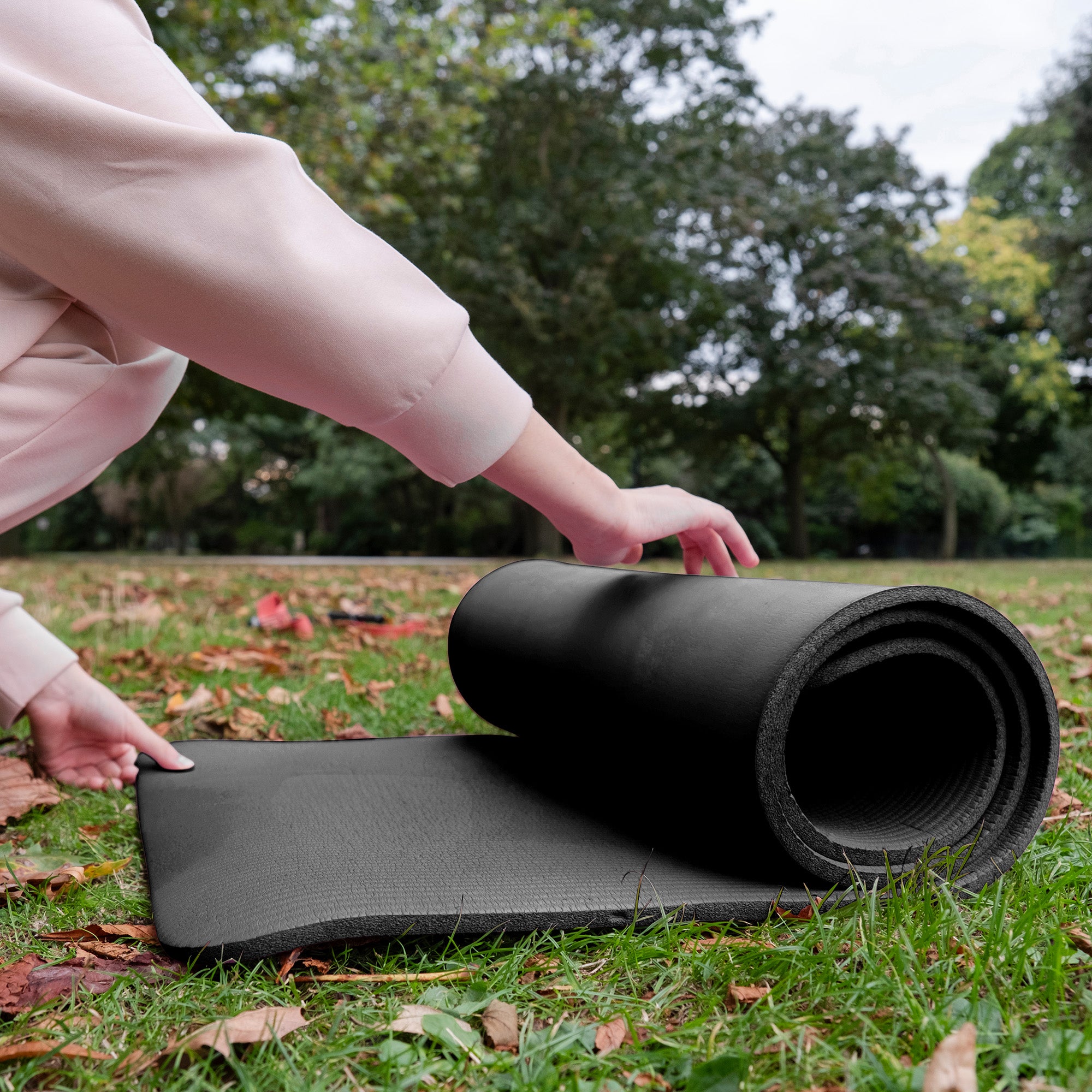BalanceFrom Fitness 71x24in Anti Tear Yoga Mat with Strap, Black (Open Box) - VMInnovations