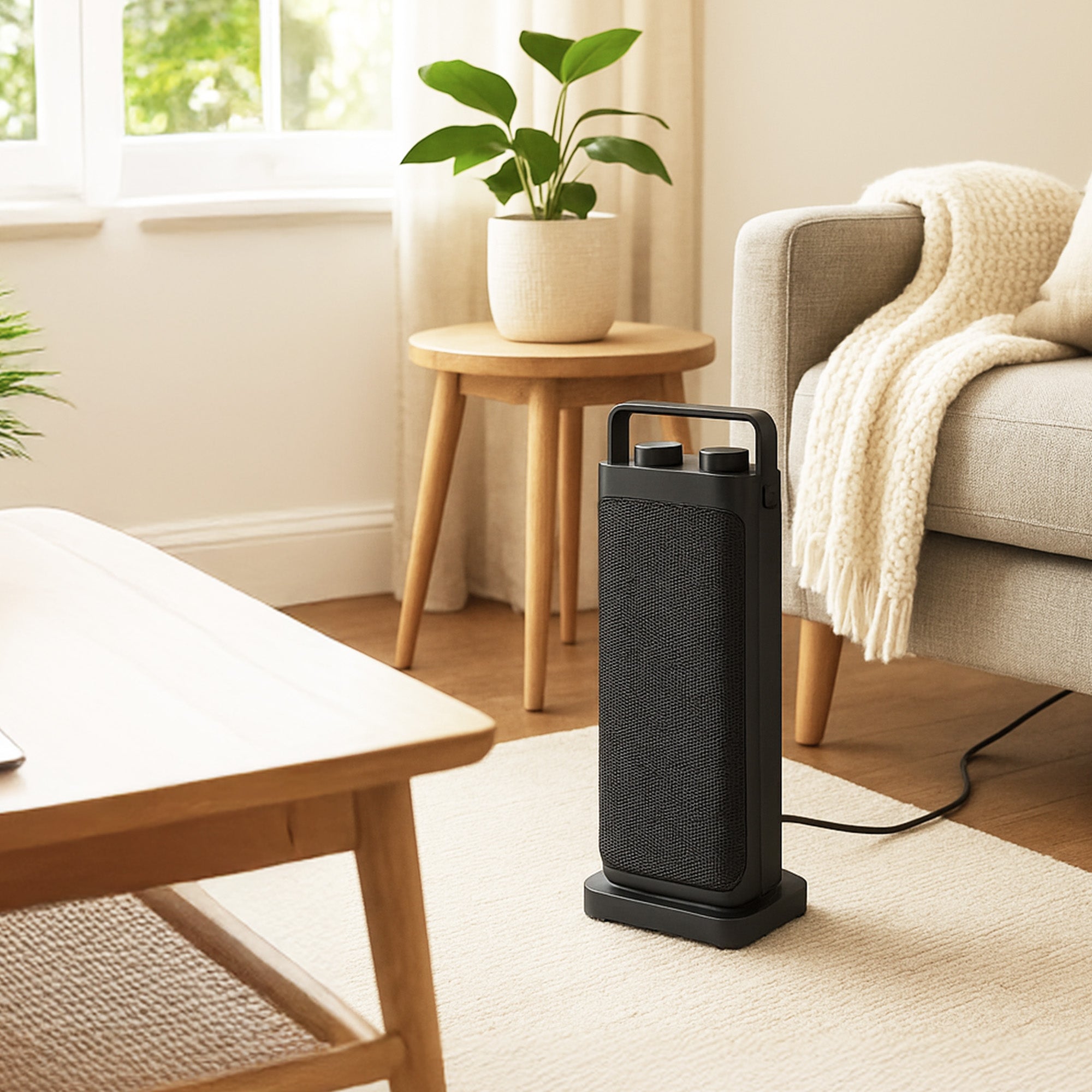 Warm-Living 16" Oscillating Ceramic Space Heater with 3 Heat Settings, Black - VMInnovations