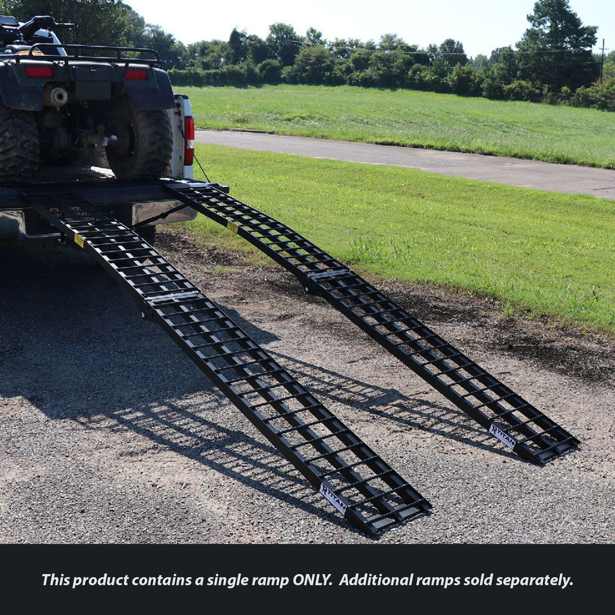 Titan Ramps 10' Folding Motorcycle Loading Ramp Arched Aluminum Design, Black