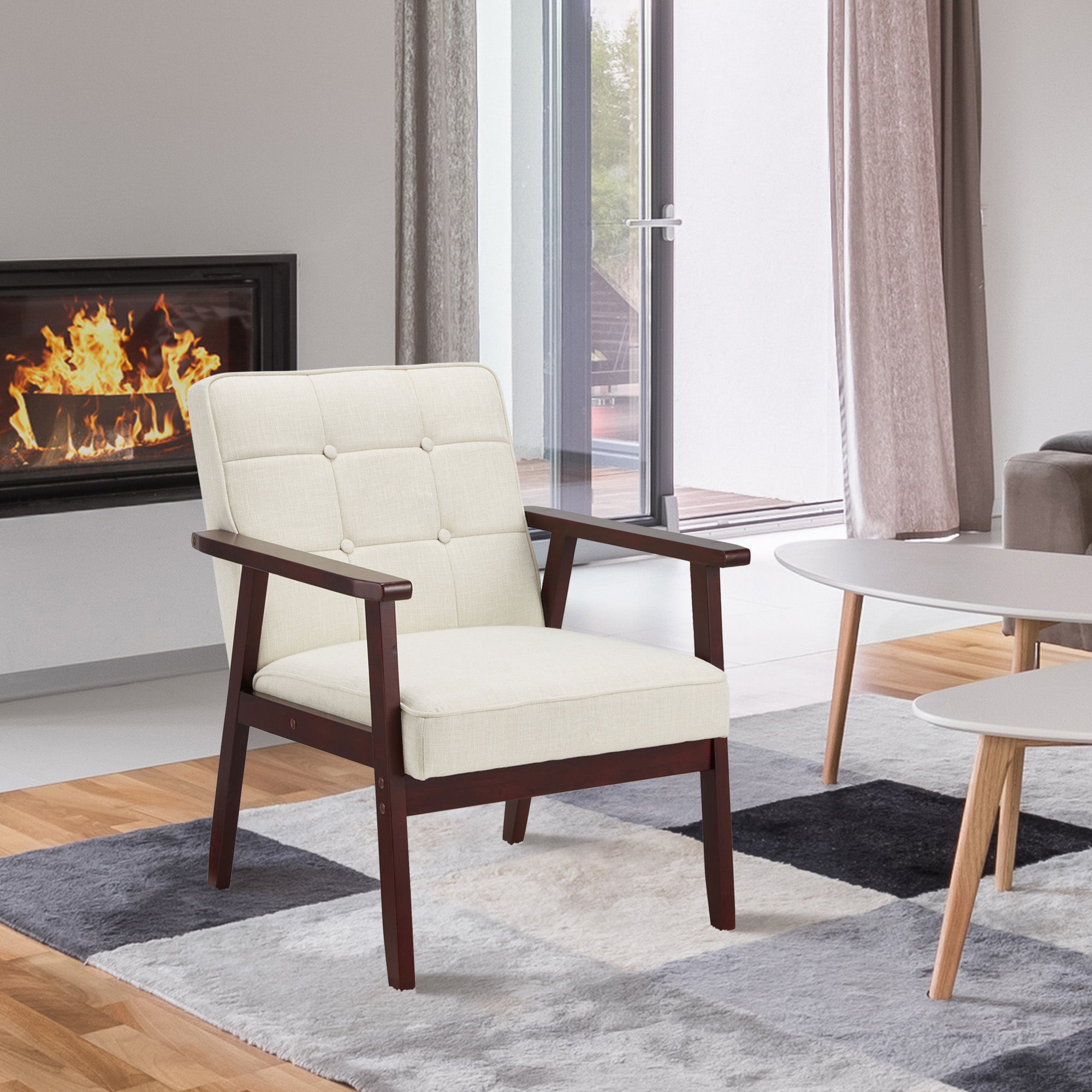JOMEED Accent Chair w/Upholstered Wooden Frame and Fabric Cushion (Open Box) - VMInnovations
