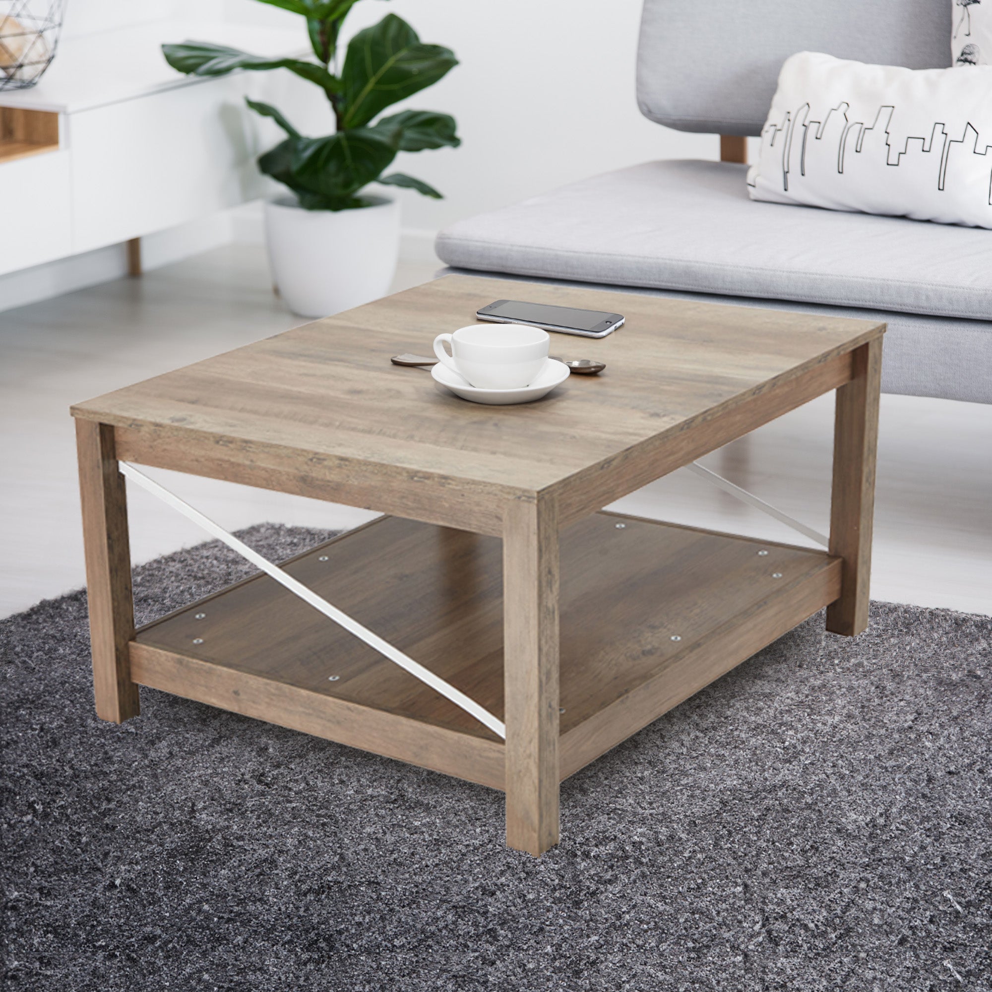 JOMEED 31.5" Square Coffee Table Modern Living Room Furniture, Beige (For Parts) - VMInnovations
