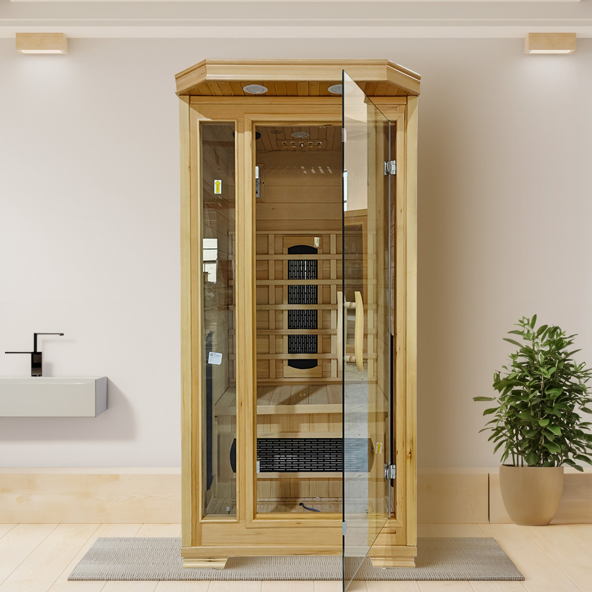JOMEED's 6.2 Foot 2 Person Compact Home Wooden Sauna with Digital Control System - VMInnovations