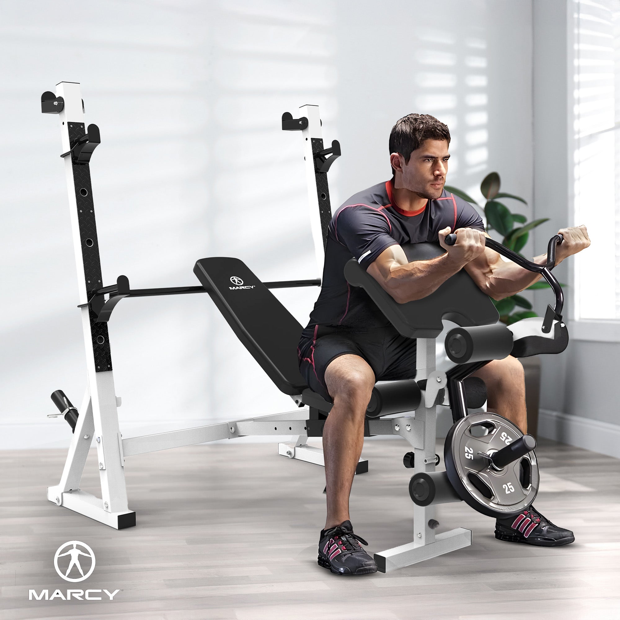Marcy Weight Bench, Home Gym Exercise Equipment Workout Machine, White(Open Box) - VMInnovations