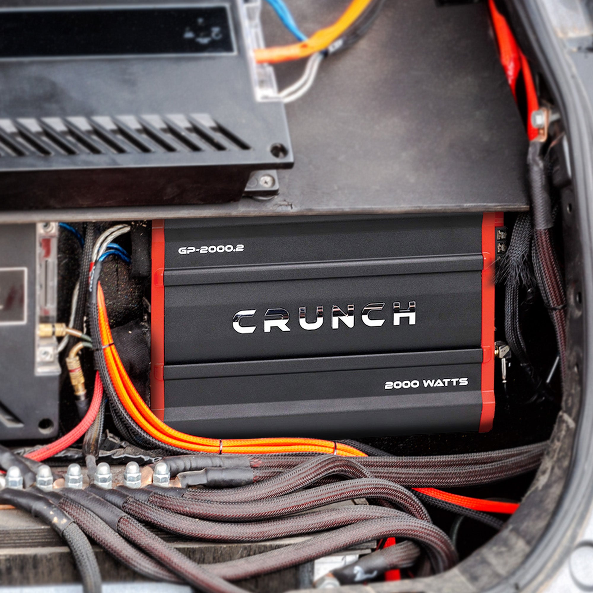 Crunch 2,000 Watt Adjustable 12dB Ground Pounder Car Amplifier, GP-2000.2, Black - VMInnovations
