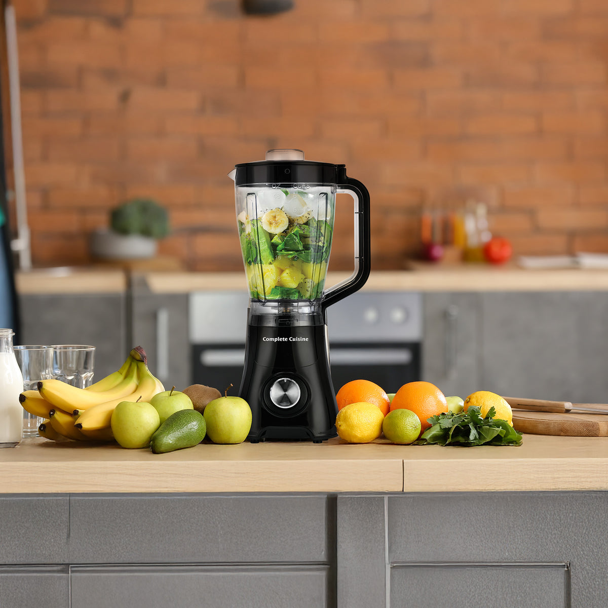 Complete Cuisine Kitchen Blender, 2-Speed Electric Smoothie Maker, 48 Oz, Black