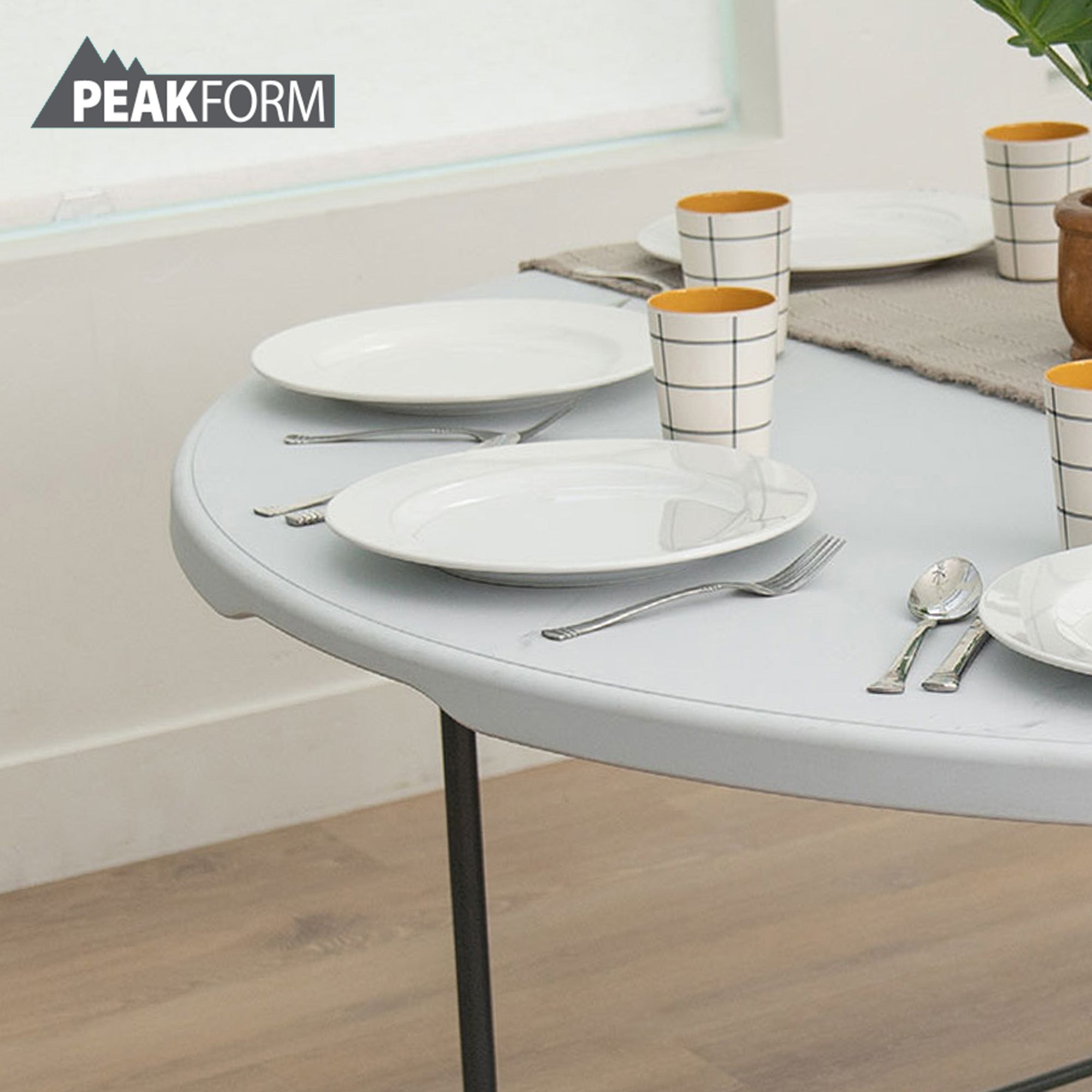 Peakform Round Folding Banquet Table for Indoor or Outdoor Use, 60 Inch, White - VMInnovations