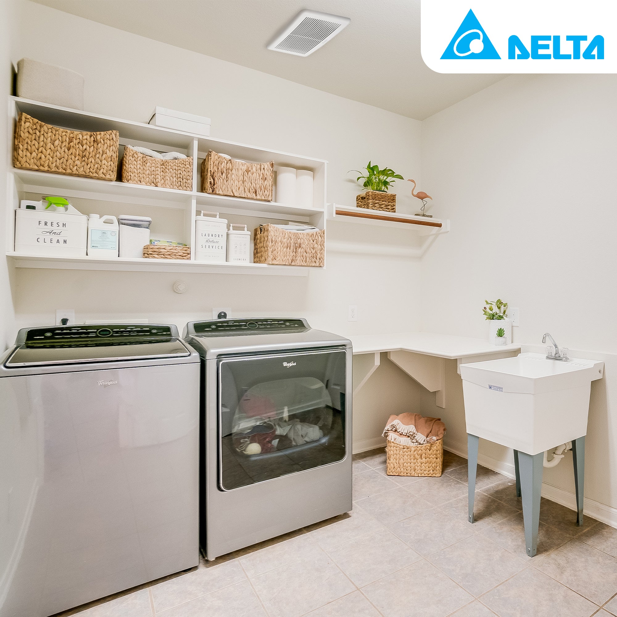 Delta Breez Slim Ventilation Exhaust Bathroom Fan 70 CFM with Dual Speed, White - VMInnovations