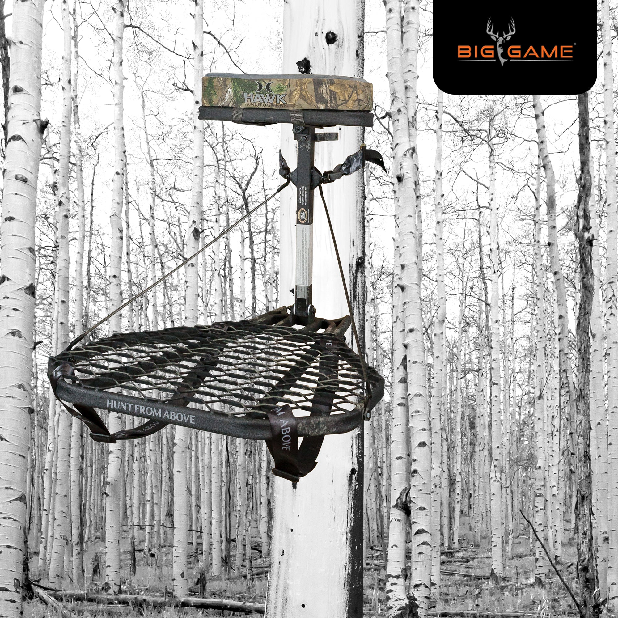Hawk Mega Combat Hang On Tree Stand, Deer Stand w/ XL Saddle Platform (Open Box) - VMInnovations