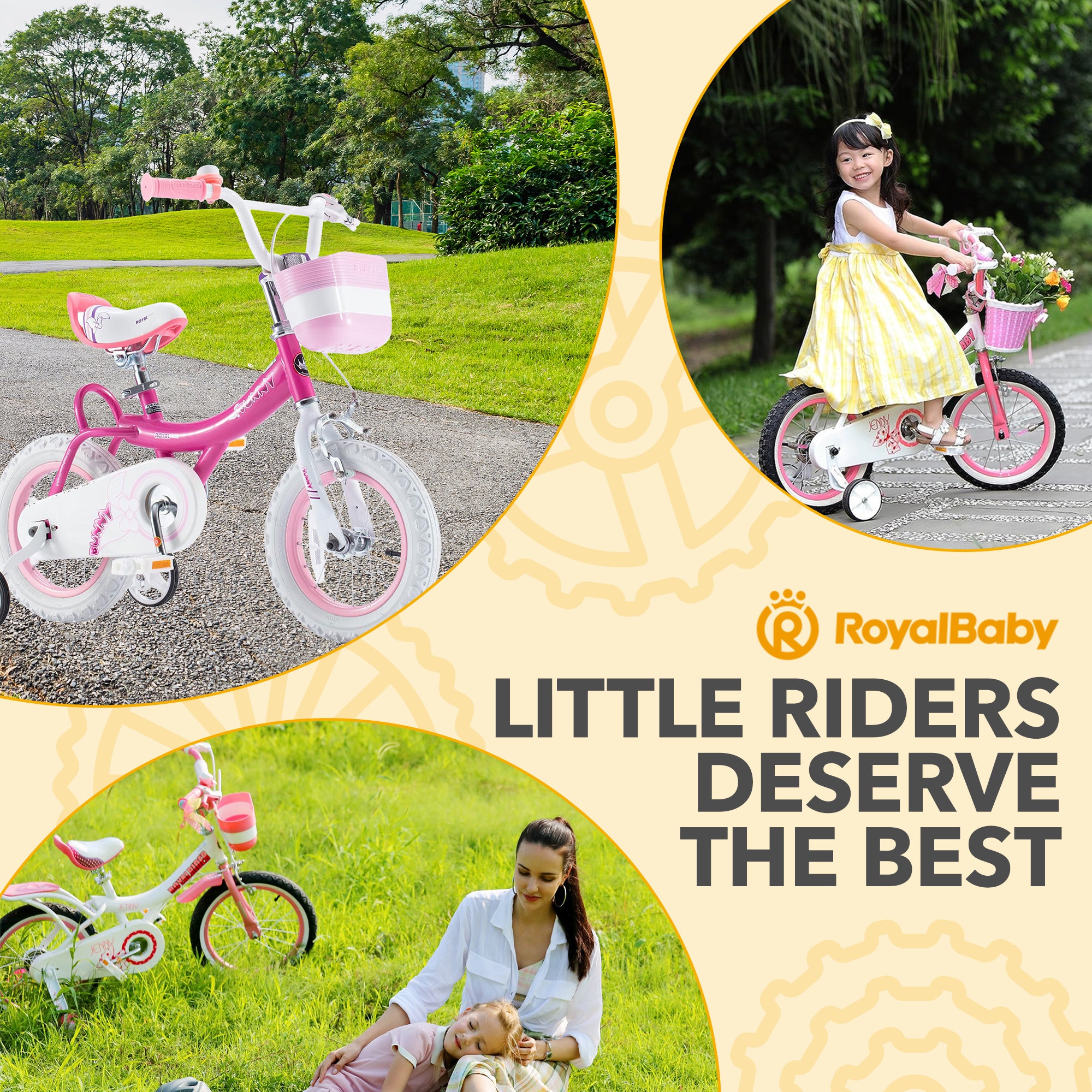 RoyalBaby Princess Girl Bike 16" w/Training Wheels & Kickstand, Bunny/Fuchsia - VMInnovations