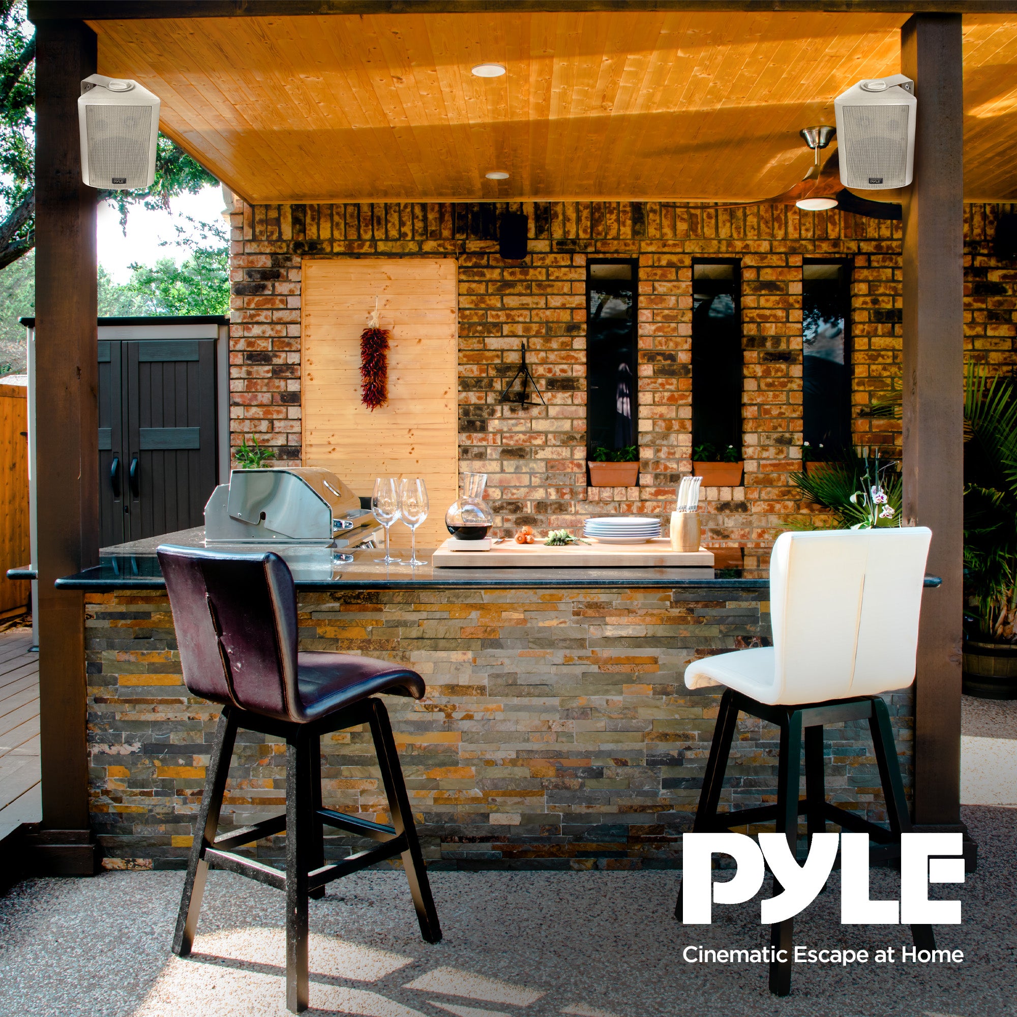 Pyle PDWR51BTWT Bluetooth Indoor Outdoor 5.25 In Speaker System, White (4 Pack) - VMInnovations