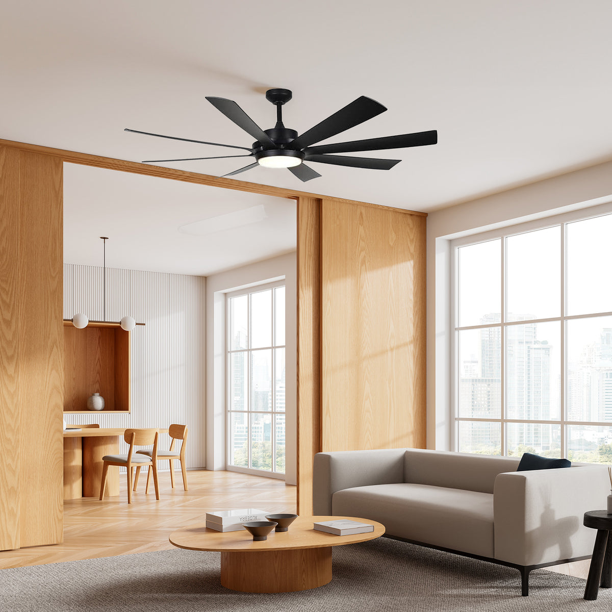 Delta Breez 72" Ceiling Fan with LED, Remote, Rio Vista Indoor/Outdoor, Black