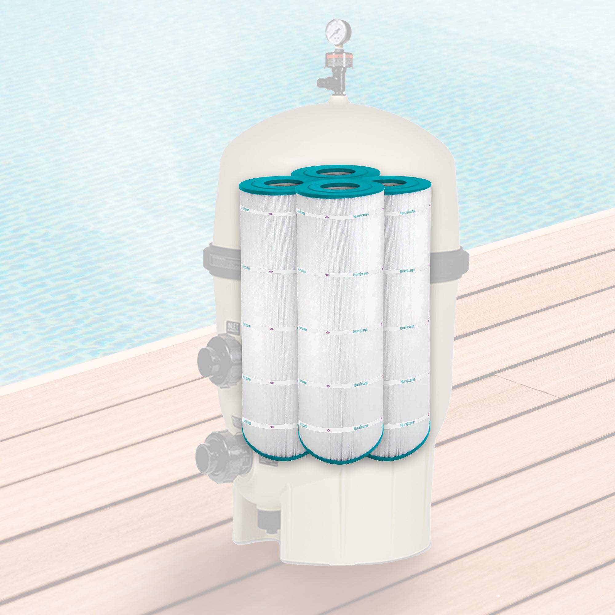 Hurricane HF8425-01 Advanced Swimming Pool Filter Cartridge Replacement, White