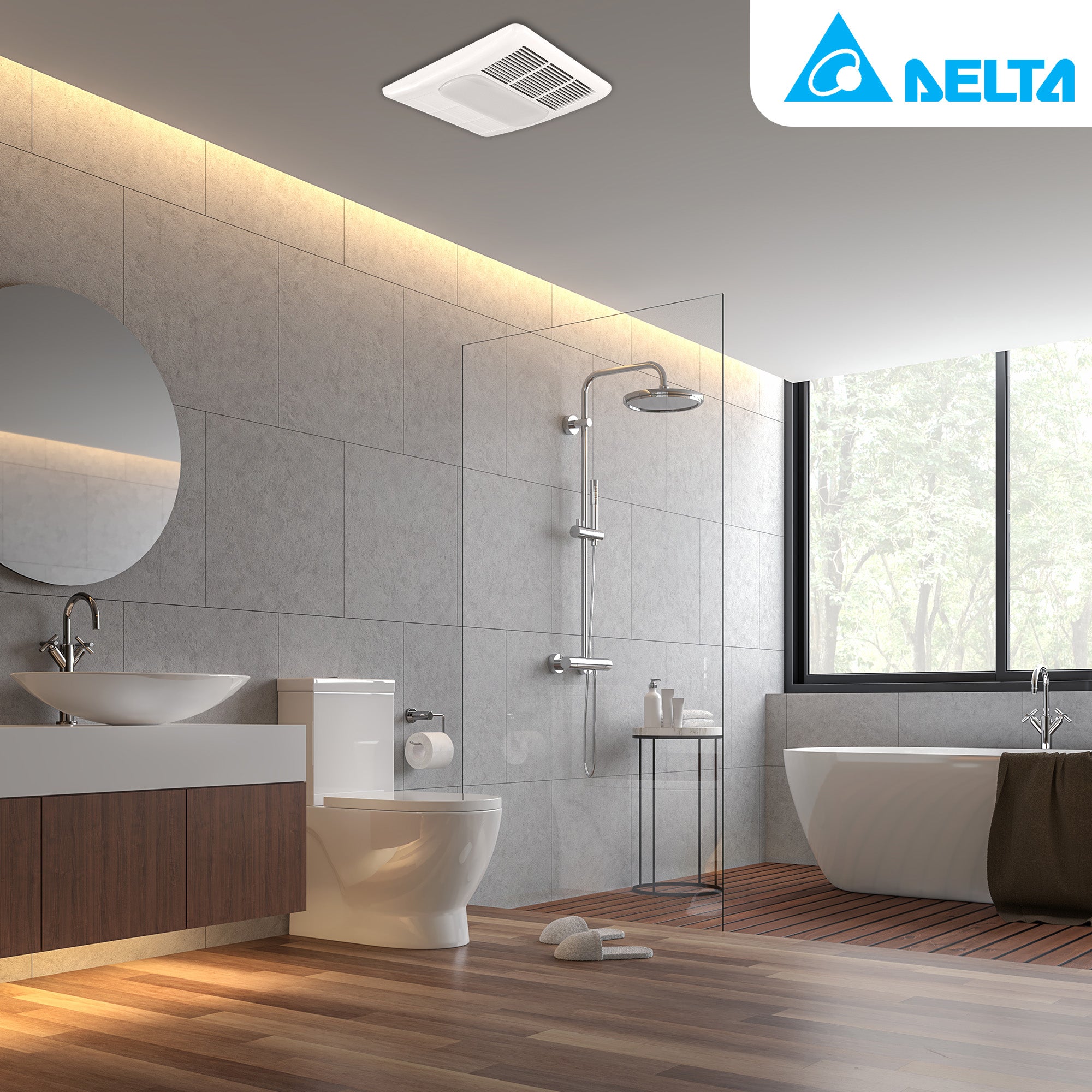 Delta Radiance Exhaust Bath Fan 80 CFM w/Built-In Light & Heater,White(Open Box)