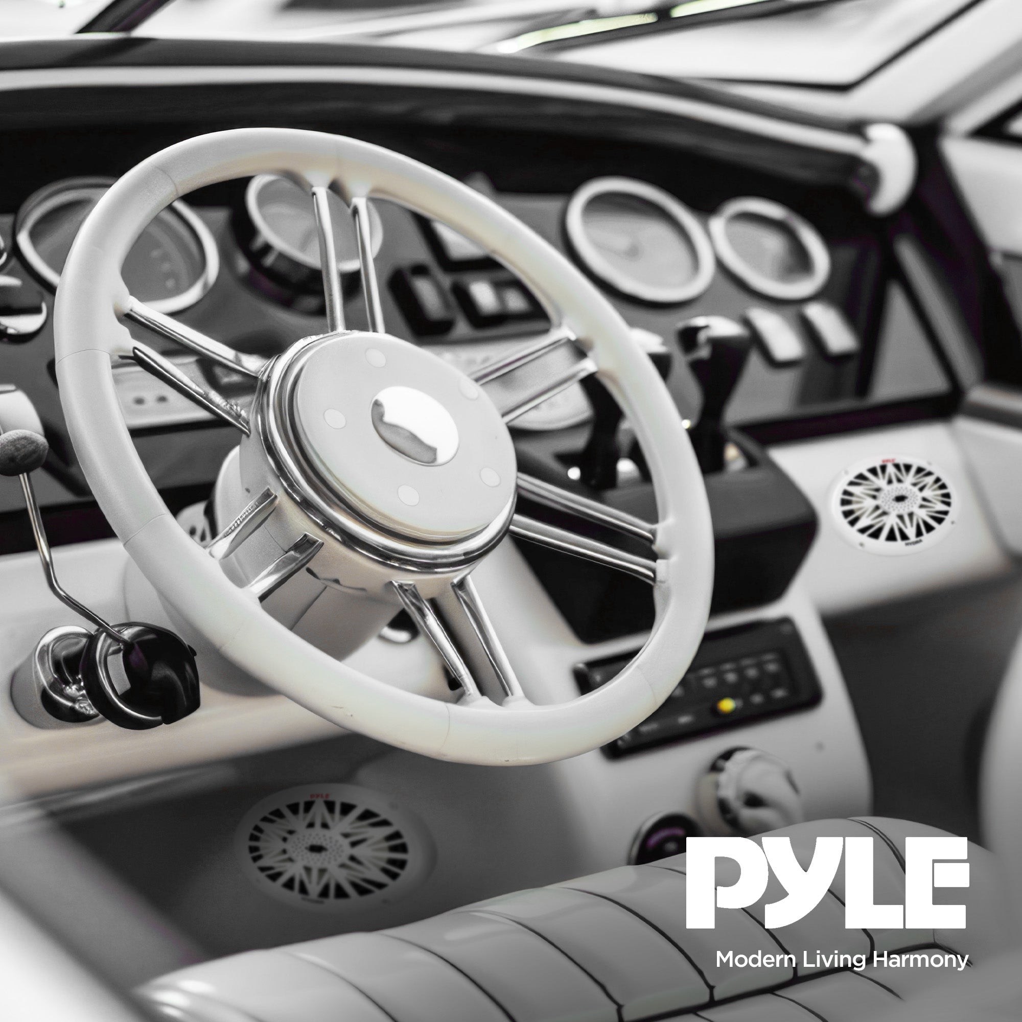 Pyle 260 Watts 4 Ohms Water Resistant 2 Way Boat Marine Speakers, White, 4 Pack