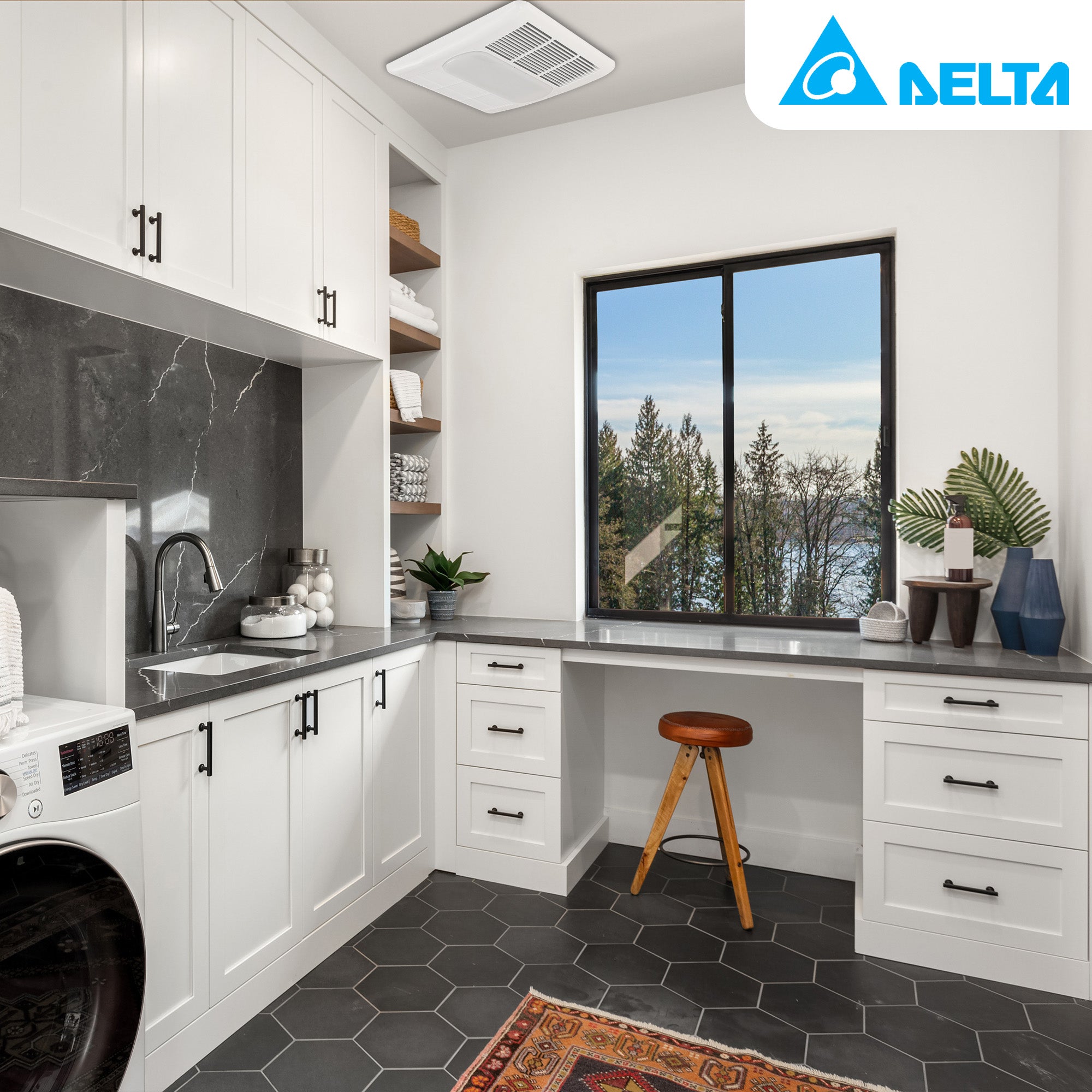 Delta Radiance Exhaust Bath Fan 80 CFM w/Built-In Light & Heater,White(Open Box)