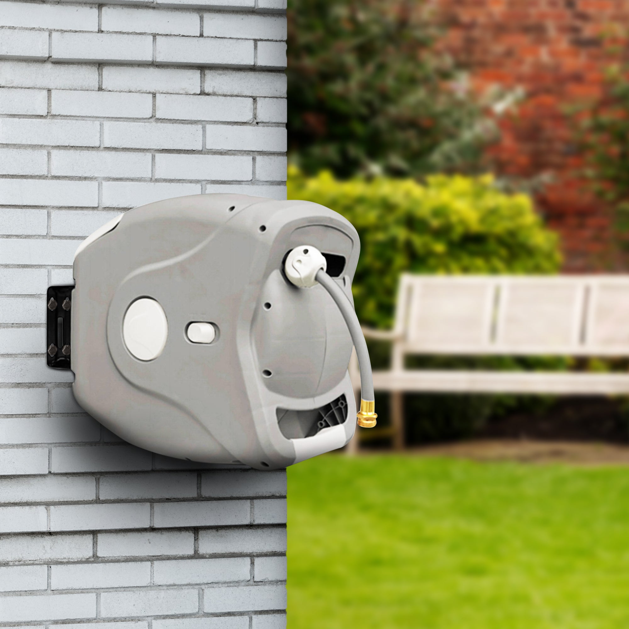 Sunneday XW-30B Wall Mounted Plastic Retractable Hose Garden Reel Holds 100 Feet - VMInnovations