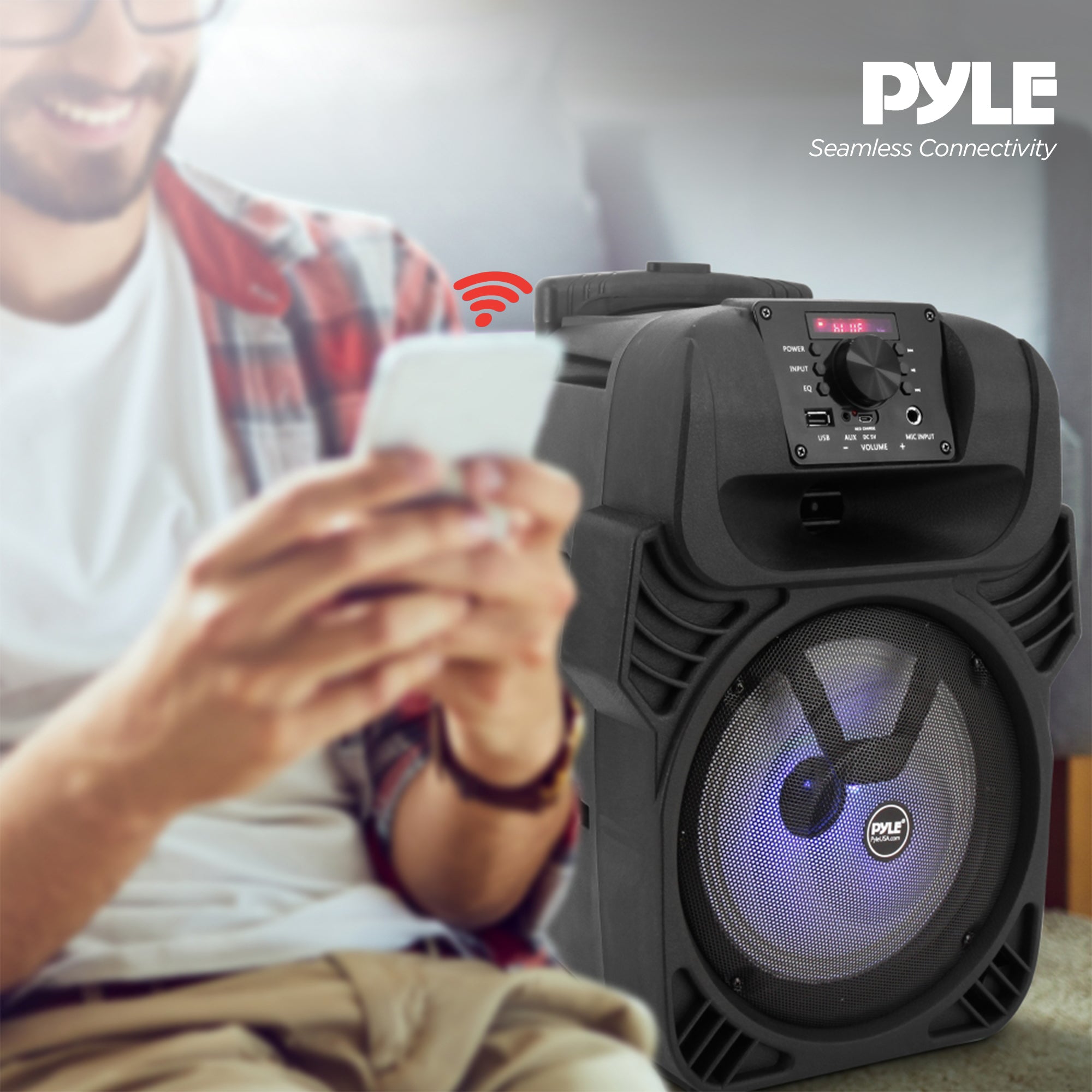 Pyle Portable Bluetooth Speaker System with Flashing Party Lights (Open Box)