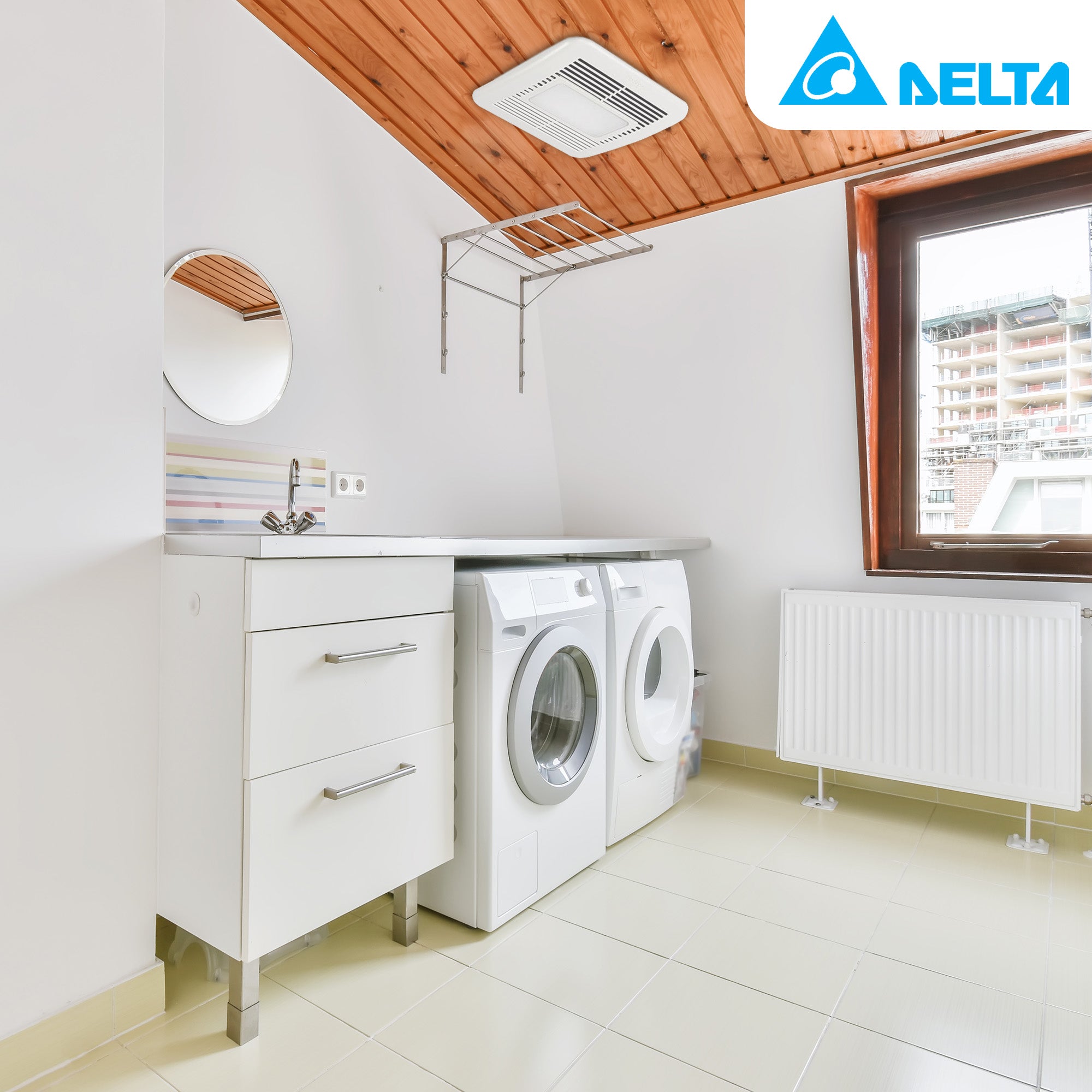 Delta Breez Exhaust Fan LED Light w/ Humidity Sensor, 80/110CFM, White(Open Box) - VMInnovations