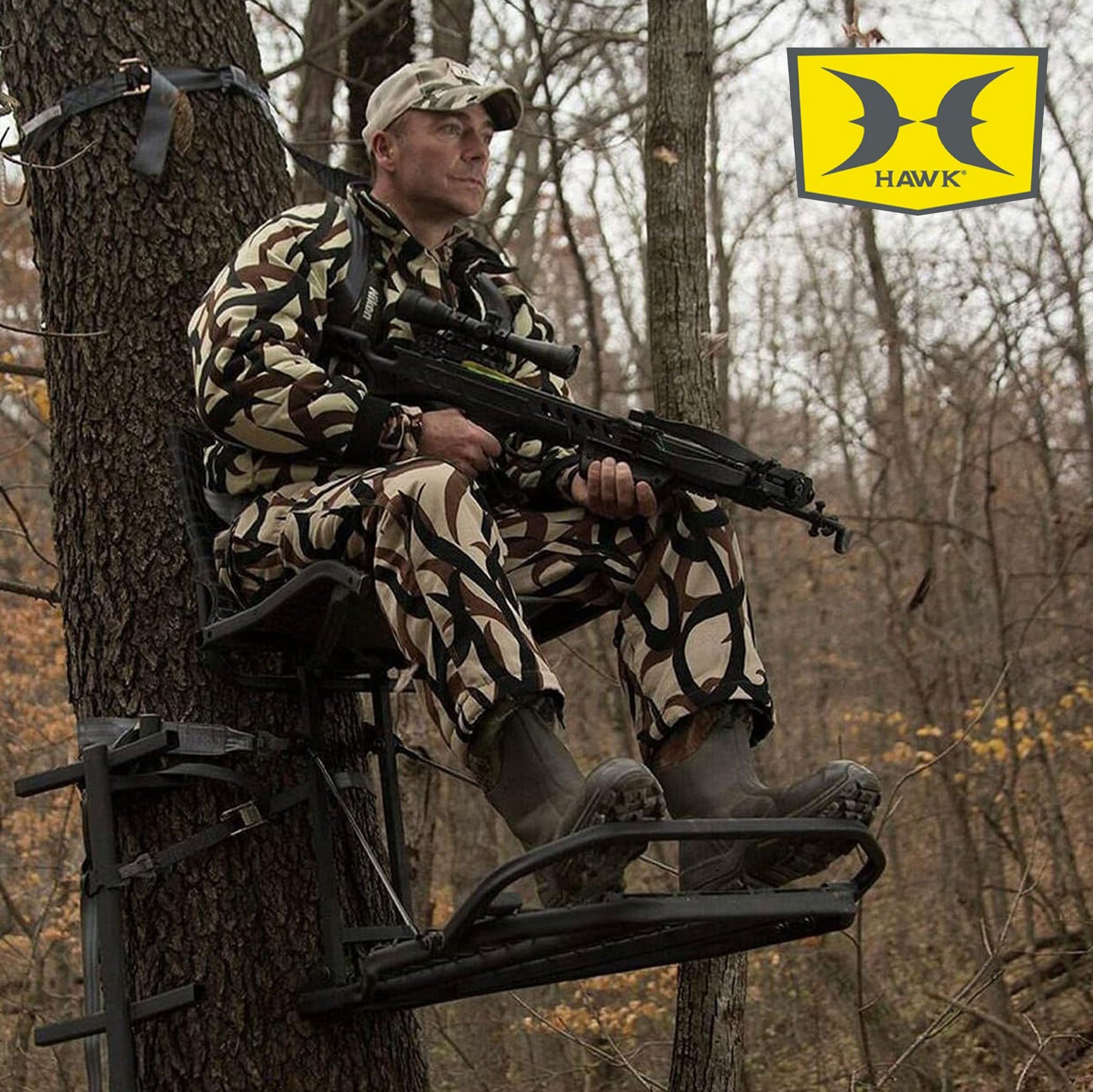Hawk Kickback LVL Steel Hang-On Tree Stand w/ Leg Extension Footrest (Used) - VMInnovations