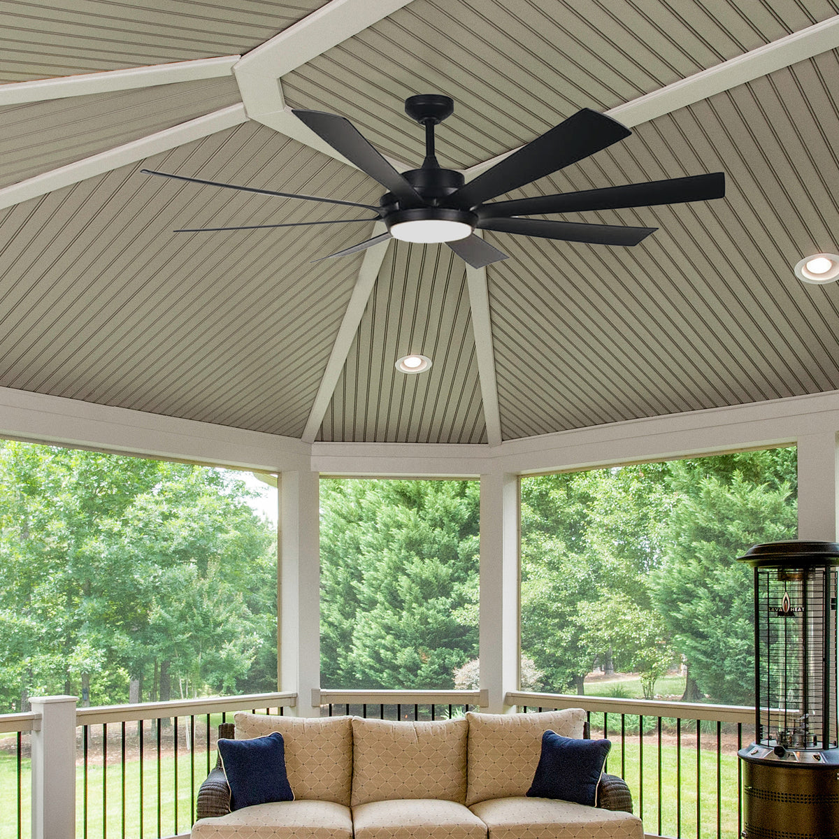 Delta Breez 72" Ceiling Fan with LED, Remote, Rio Vista Indoor/Outdoor, Black