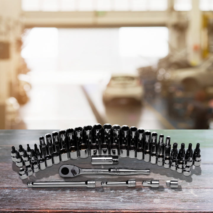 Master Mechanic 60 Piece Mechanics SAE Socket Tool Set, 3/8 Inch Drive Bits - VMInnovations