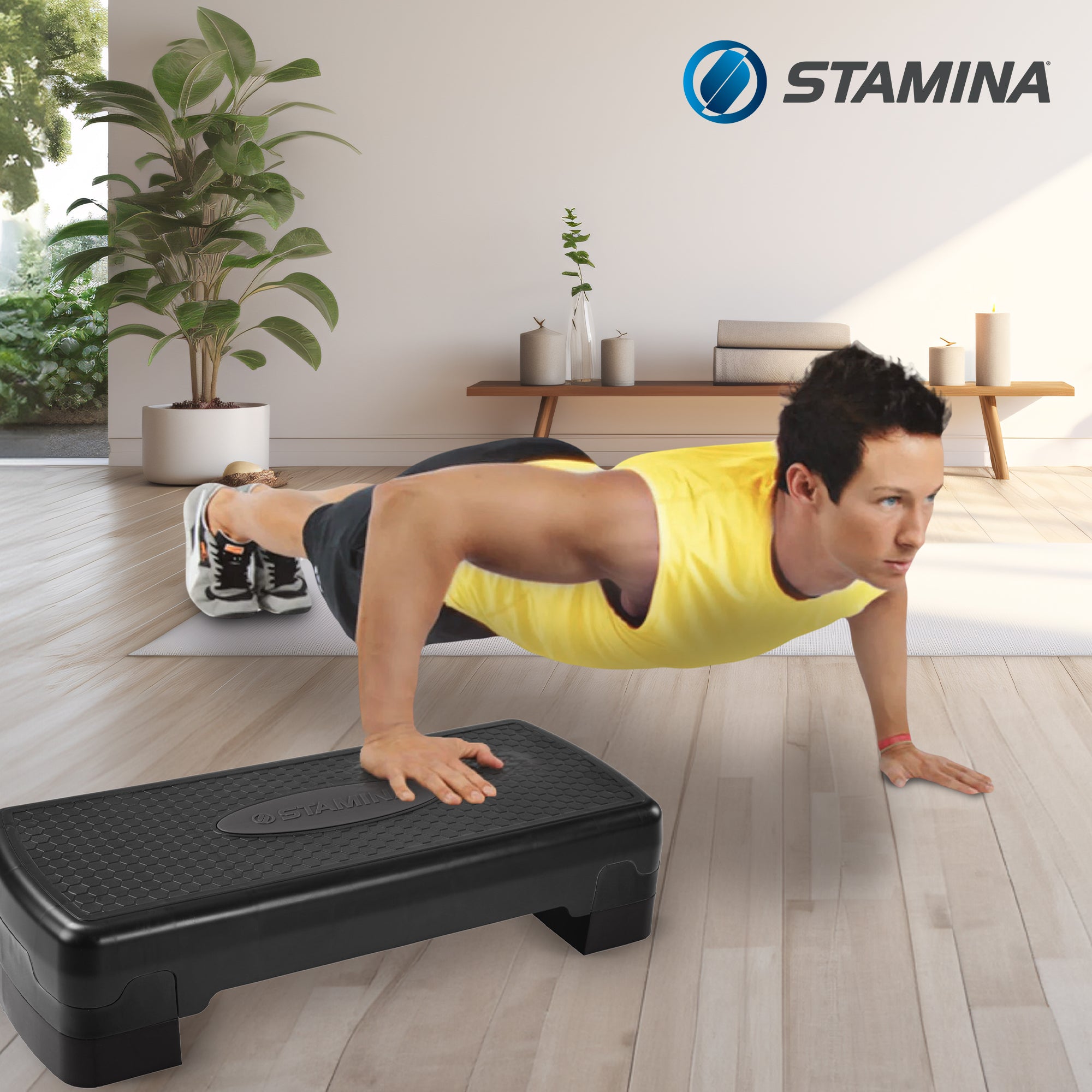 Stamina Aerobic Step w/Portable & Lightweight Construction for Fitness(Open Box)