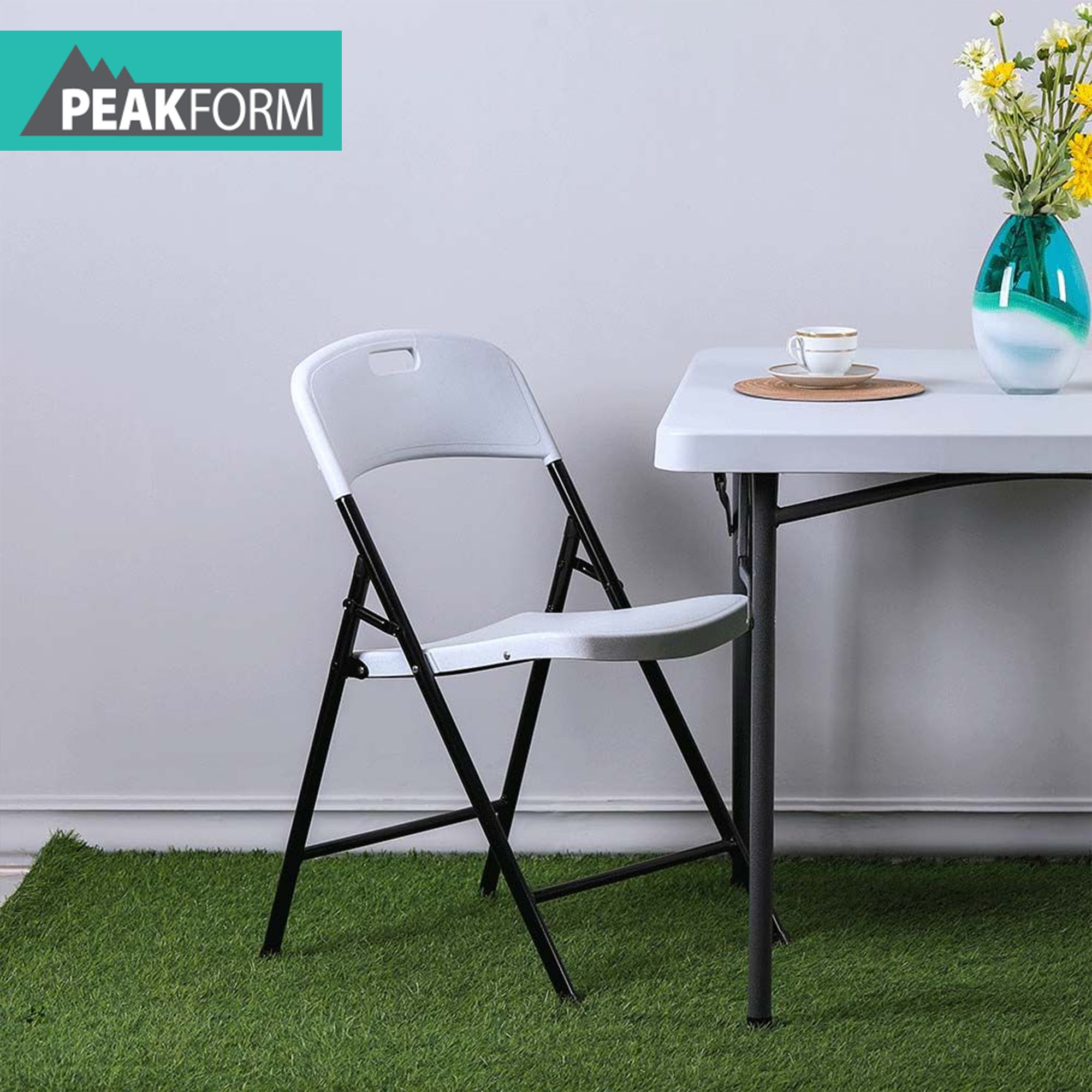 Peakform Plastic Folding Chair, Indoor Outdoor Seating, 4 Pack, White - VMInnovations