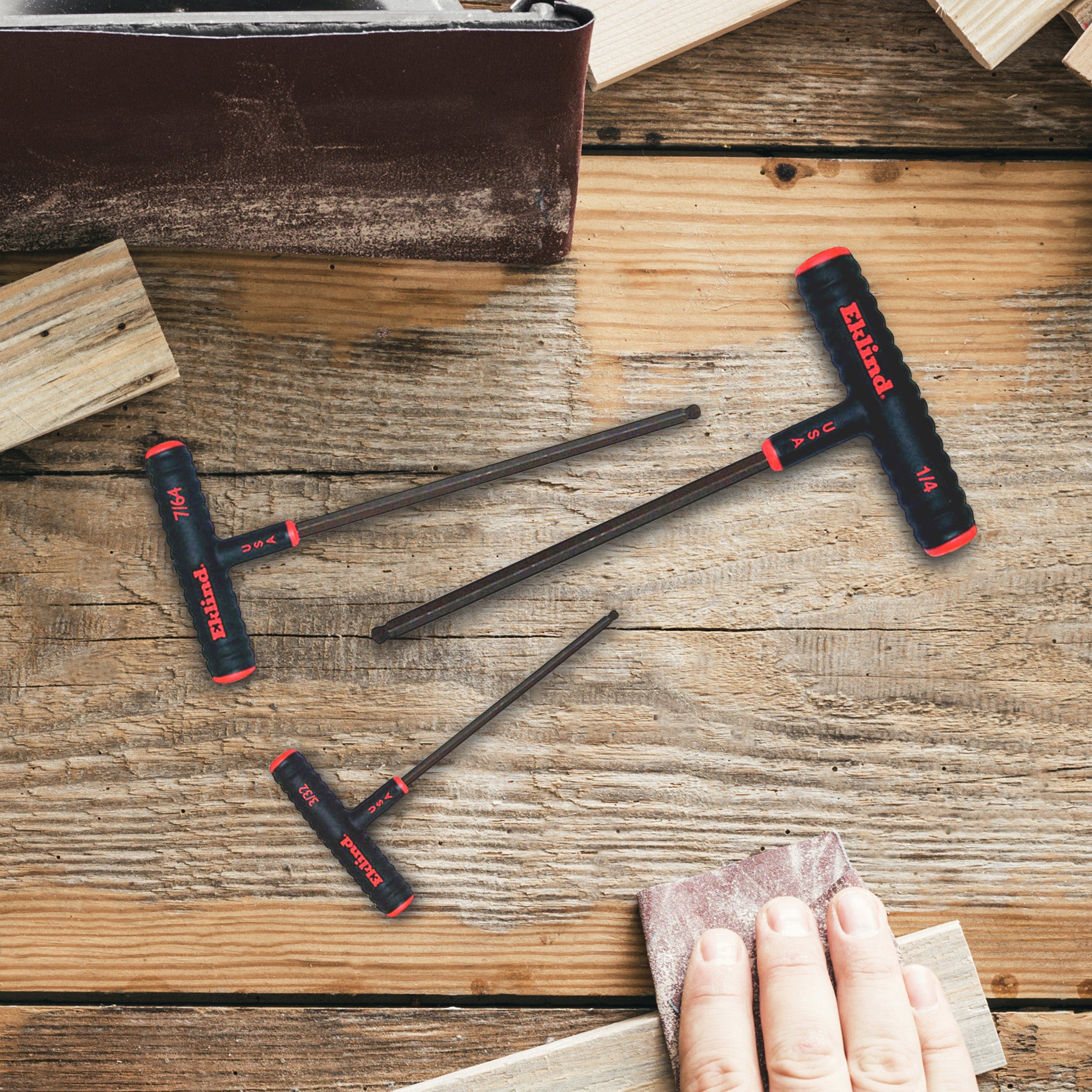 Eklind Tool 9pc Power T Handle Ball Hex Key Alloy Steel Allen Wrench (Open Box) - VMInnovations