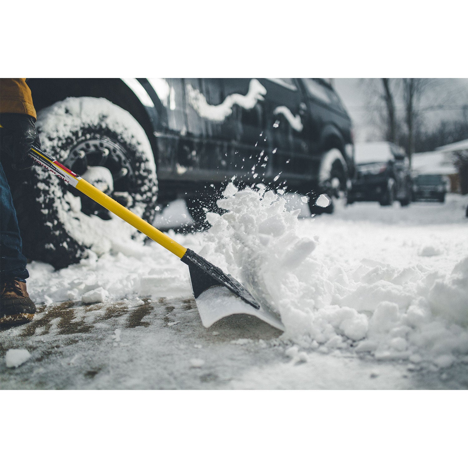 THE SNOWPLOW The Original 36 Inch Wide Poly Blade Snow Pusher Shovel with Handle - VMInnovations