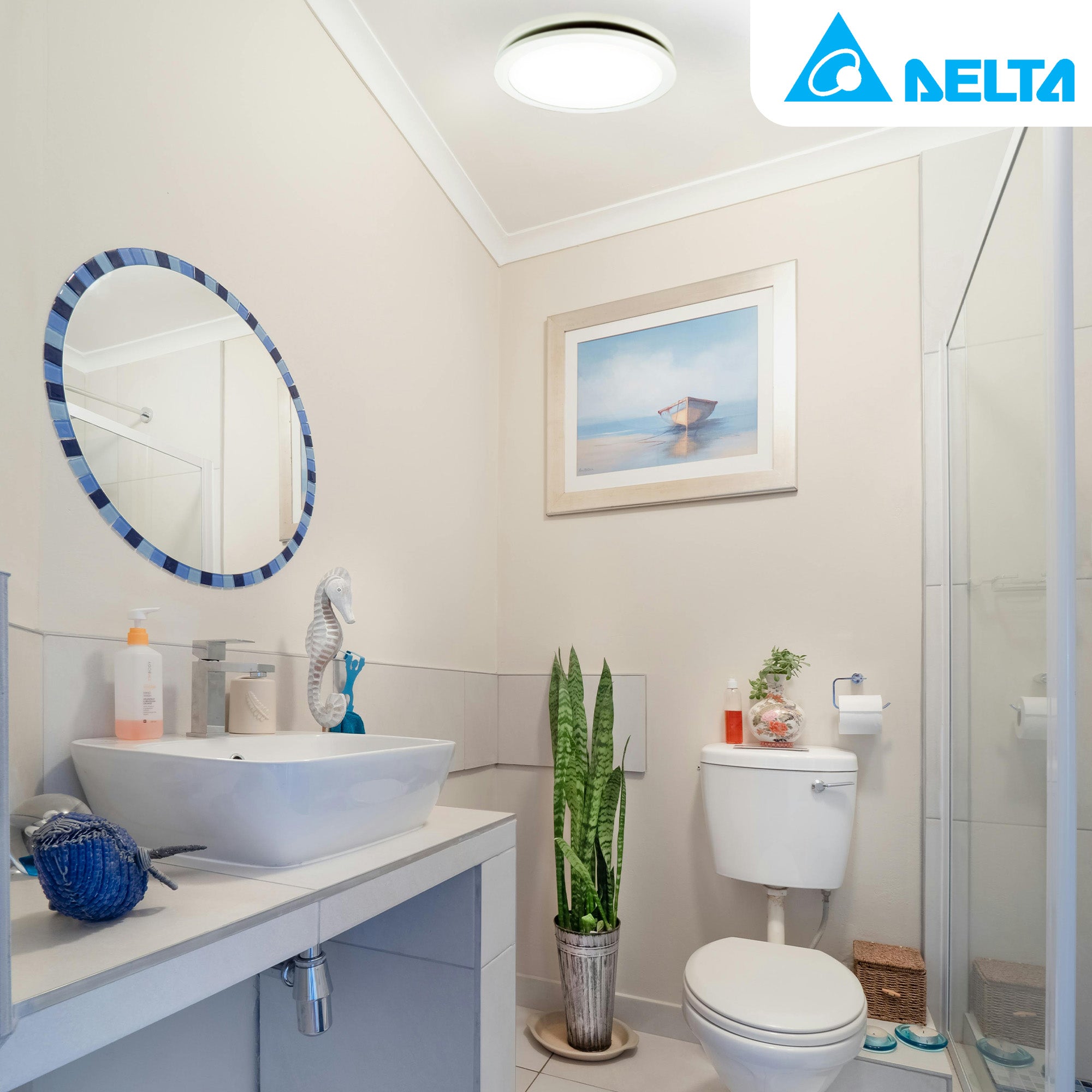 Delta Breez Integrity 100 CFM Exhaust Fan, LED Edge-Lit Panel, White (Open Box)