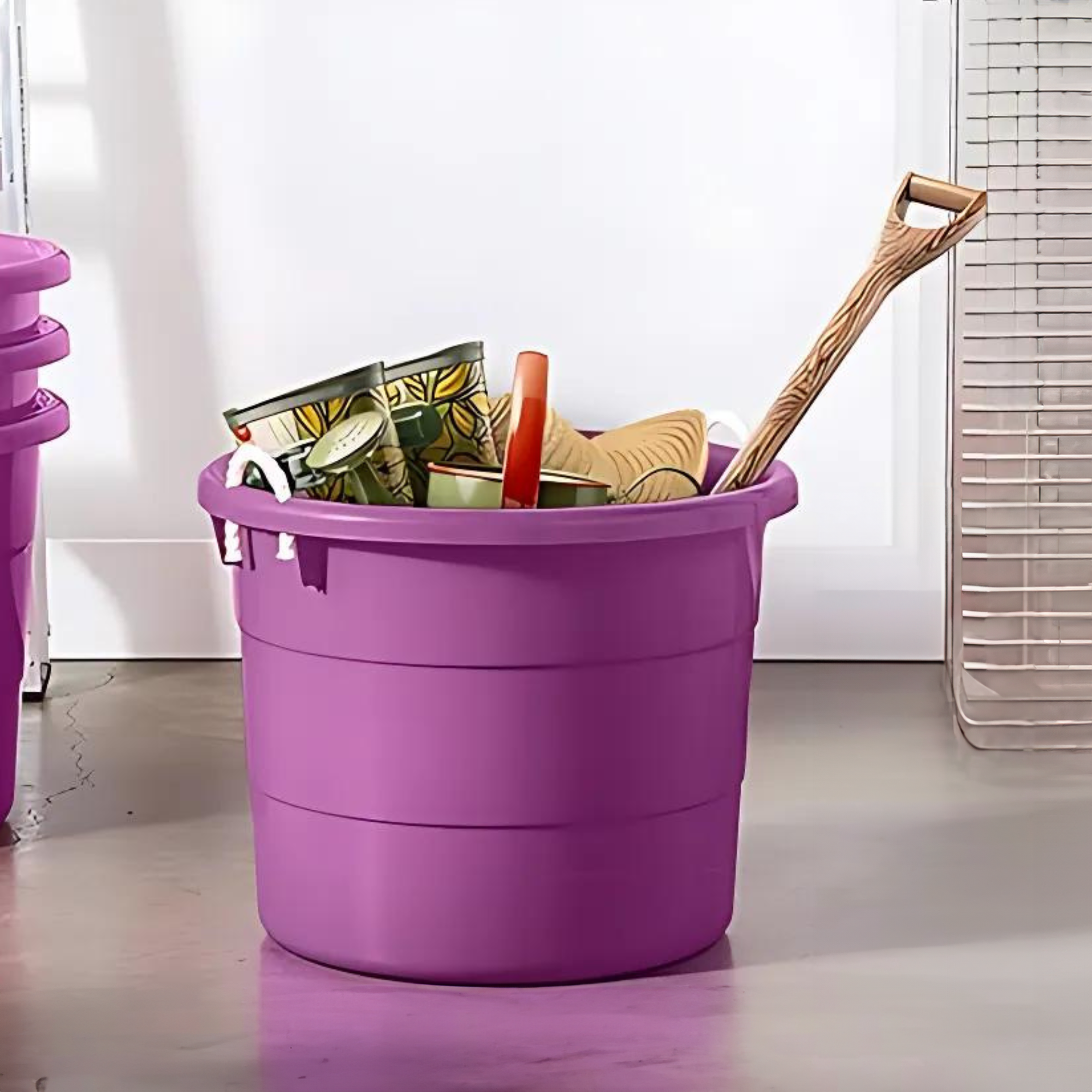 Homz 17 Gal Storage Bucket w/ Rope Handles, Orchid (2 Pack) (Open Box) - VMInnovations