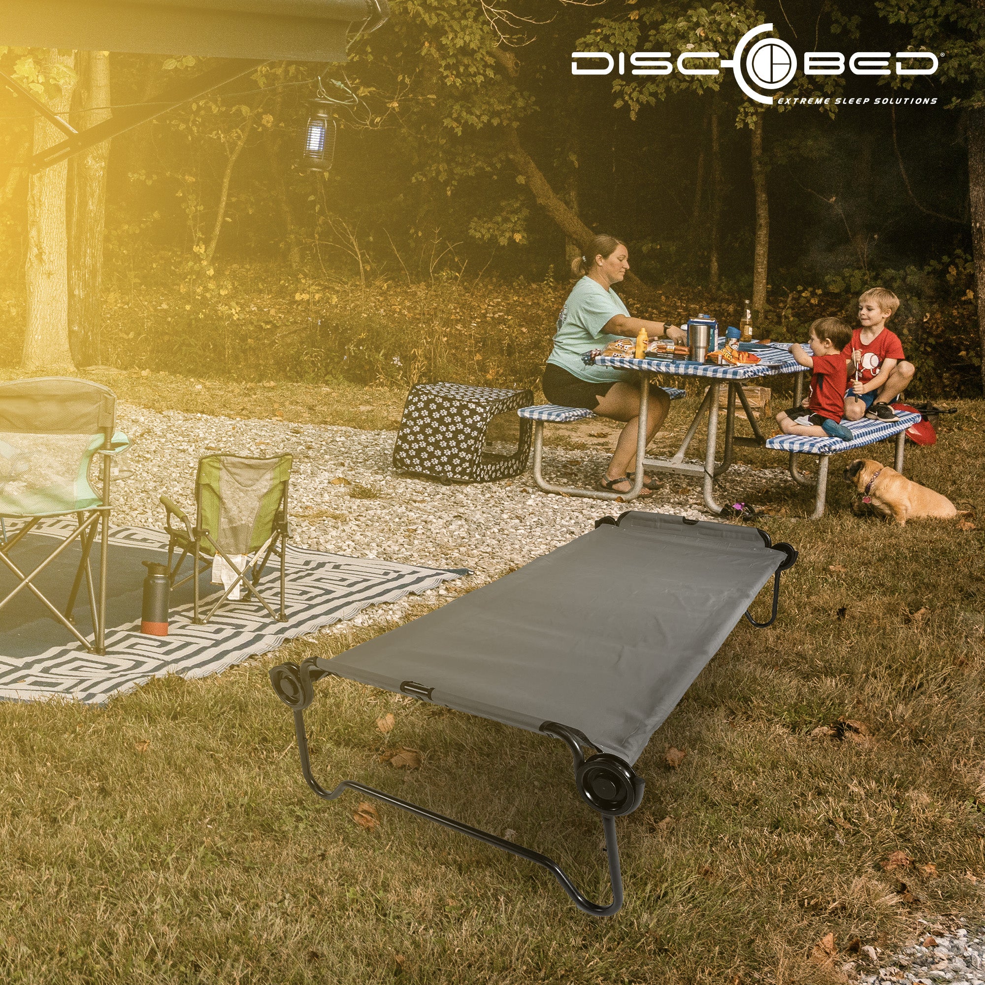Disc-O-Bed 2XL Cot for Portable Folding Bed Systems & Camping, Grey (Open Box) - VMInnovations