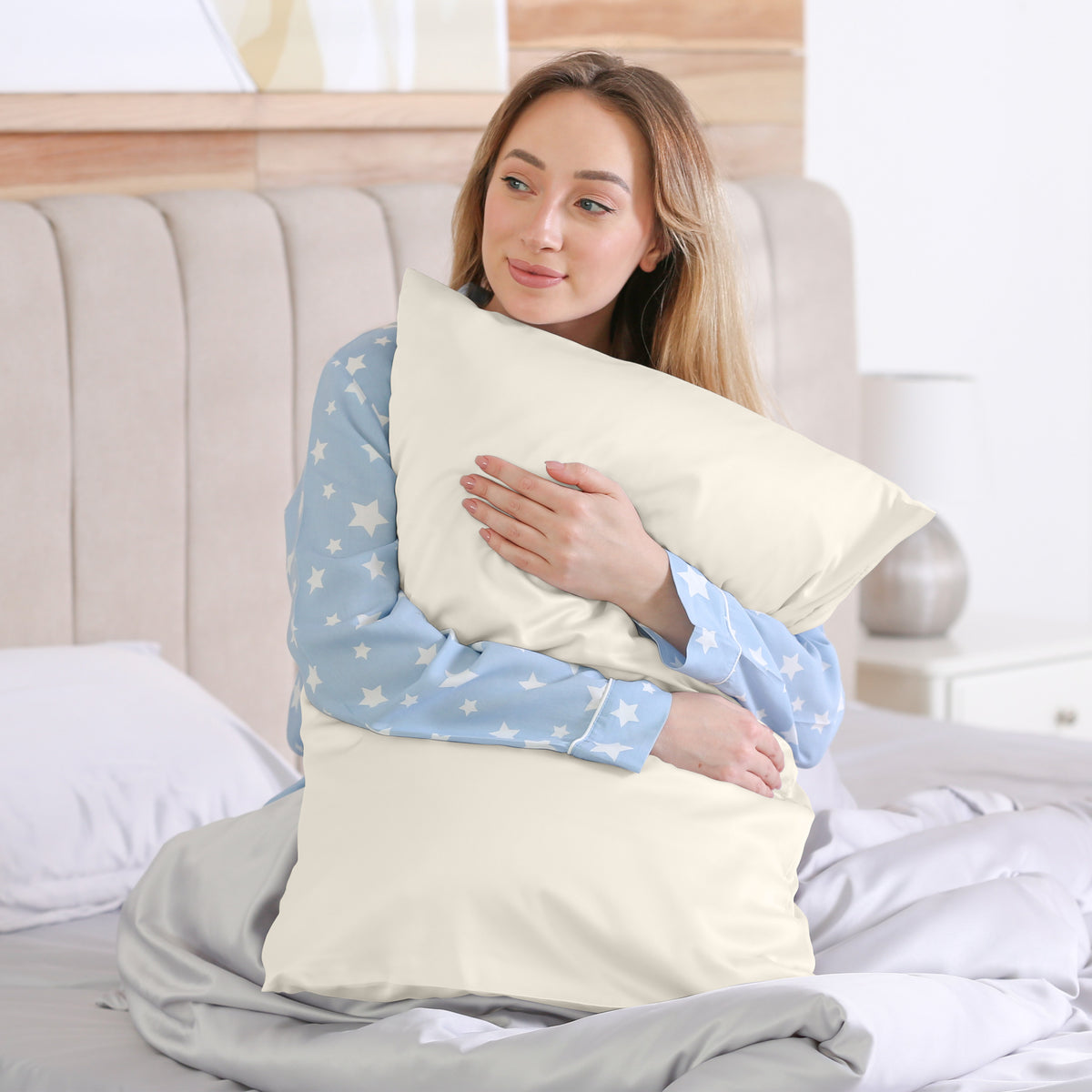 Sleepgram King Size Breathable Cooling Grade Silk Pillowcase, White (Used)