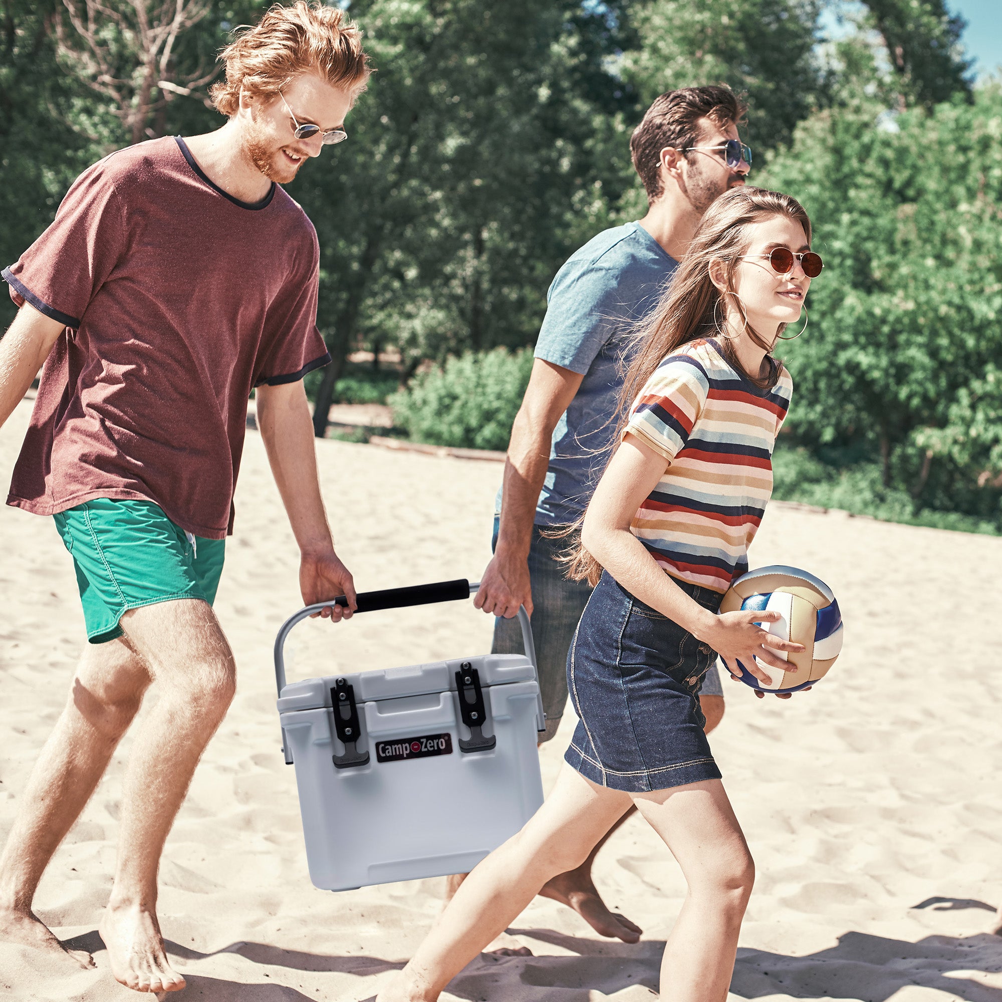 CAMP-ZERO 10 Liter 10.6 Quart Lidded Cooler with 2 Molded In Cup Holders, White - VMInnovations
