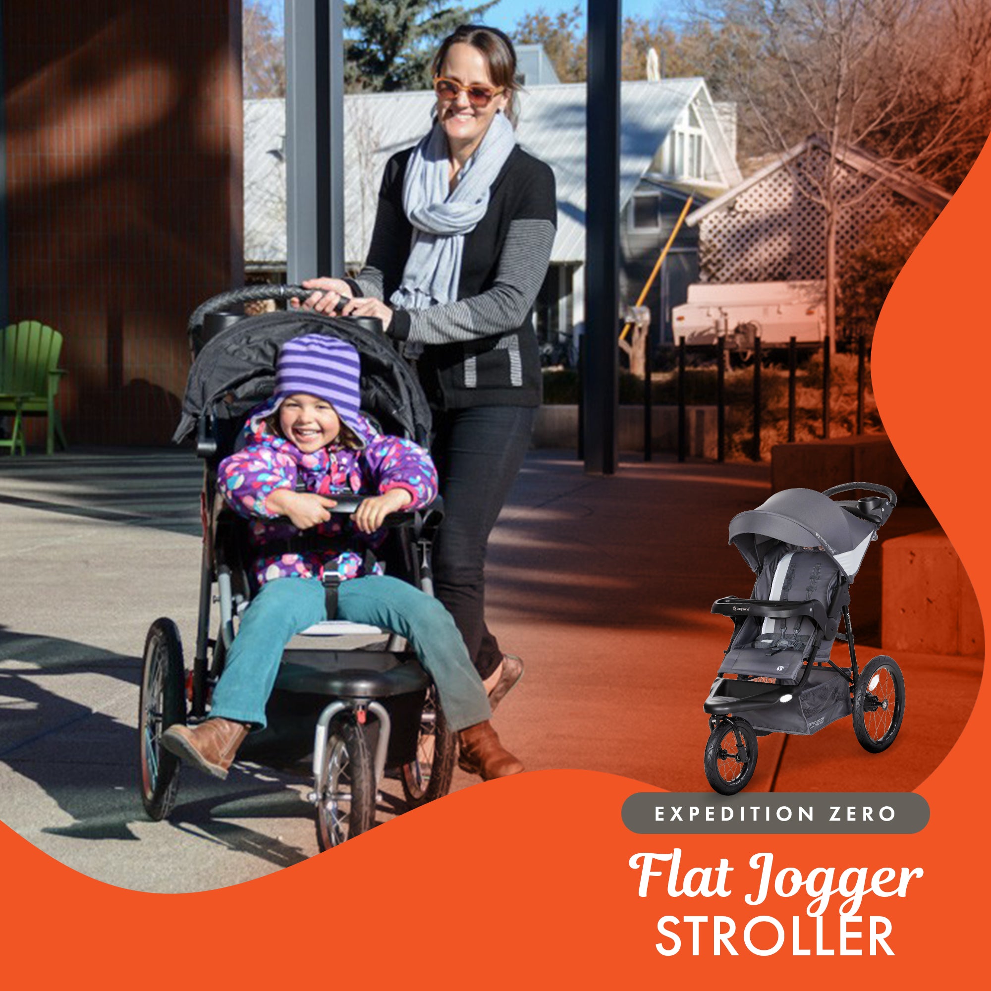 Baby Trend Zero Flat Jogger Stroller w/Canopy & LED Lights, Grey (Open Box) - VMInnovations