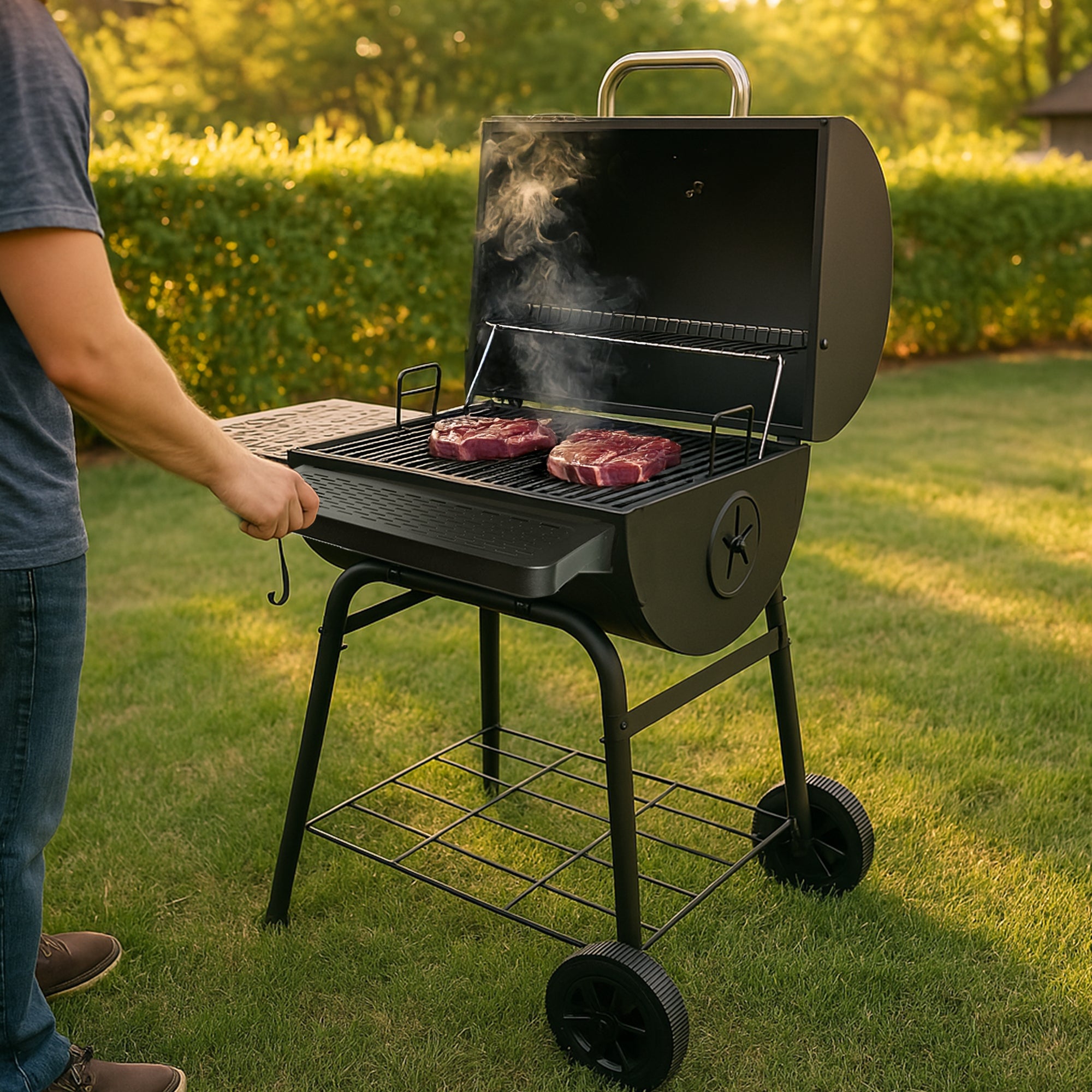 Grill Boss 23" Charcoal Barrel Grill, Adjustable Large Cooking Area (Open Box)