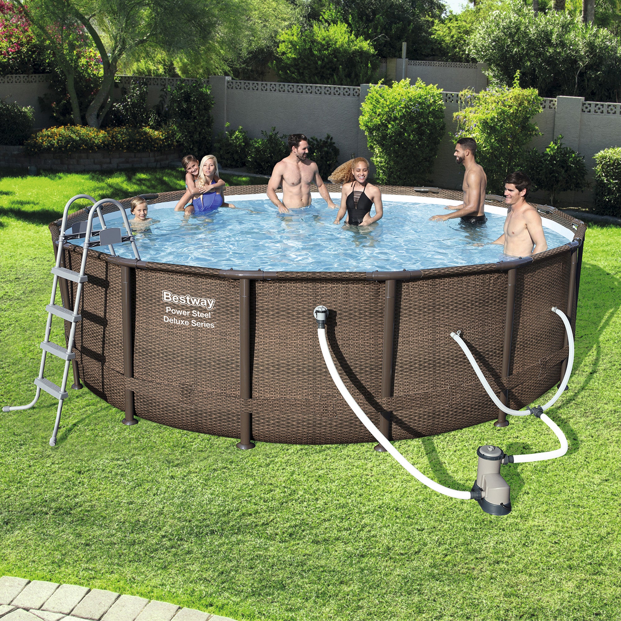 Bestway 14ft x 42in Power Steel Deluxe Above Ground Pool Set and Pump (Used) - VMInnovations