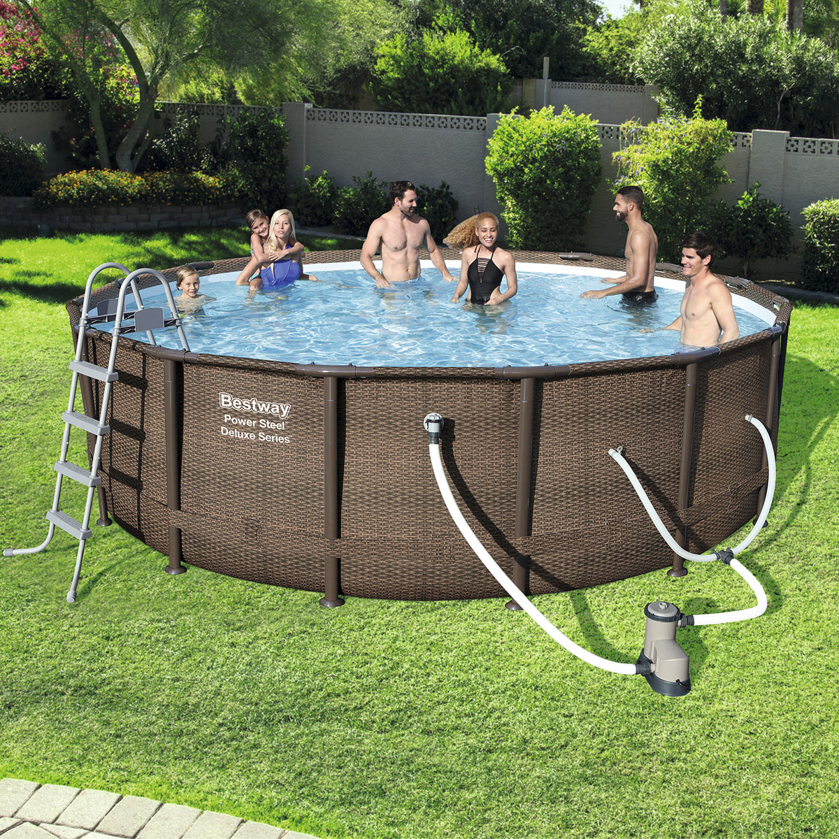 Bestway 14' x 42" Steel Frame Above Ground Swimming Pool Set w/ Pump (Open Box)