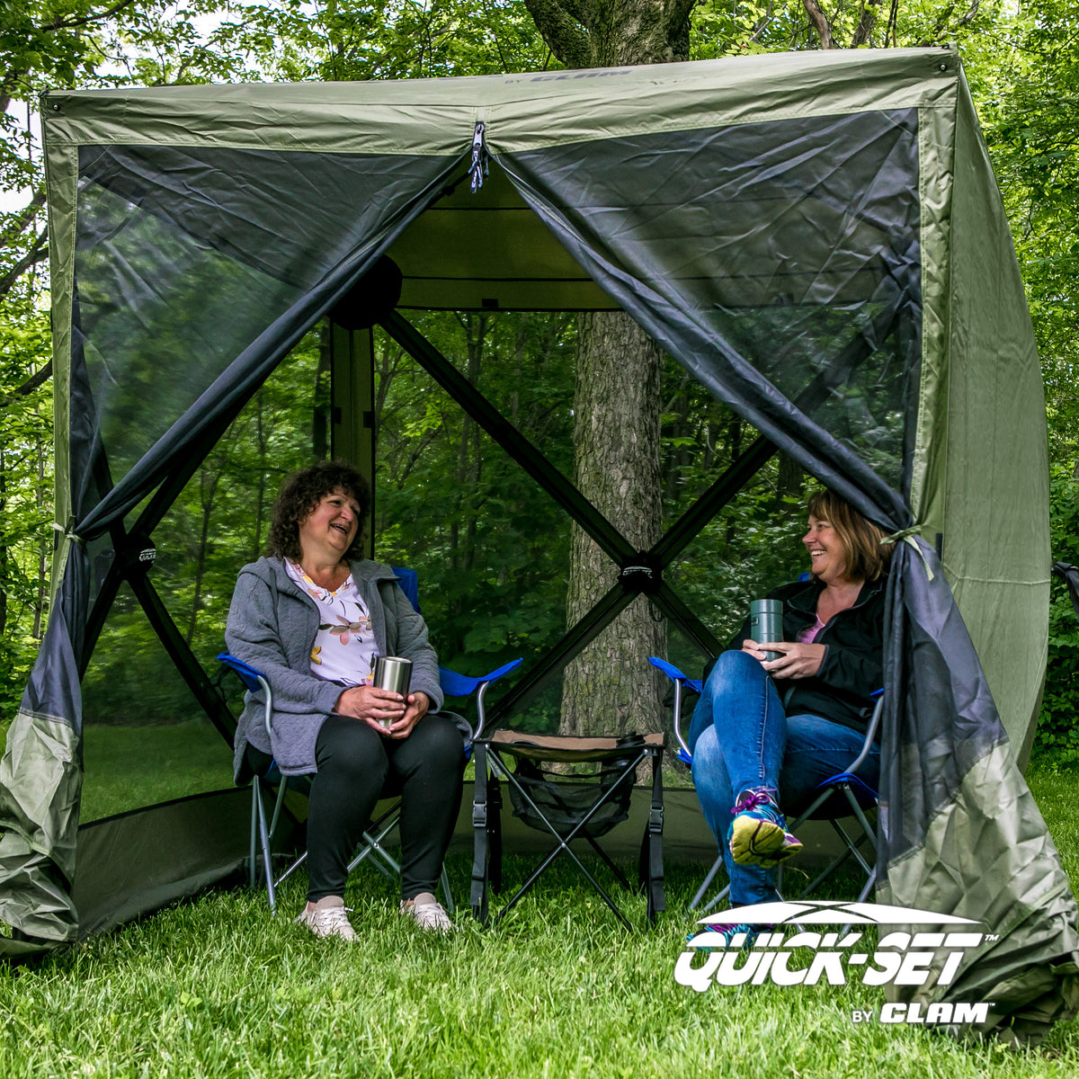 Clam Quick-Set Traveler Outdoor Screen Shelter w/Wind Panels (2 Pack), Green - VMInnovations