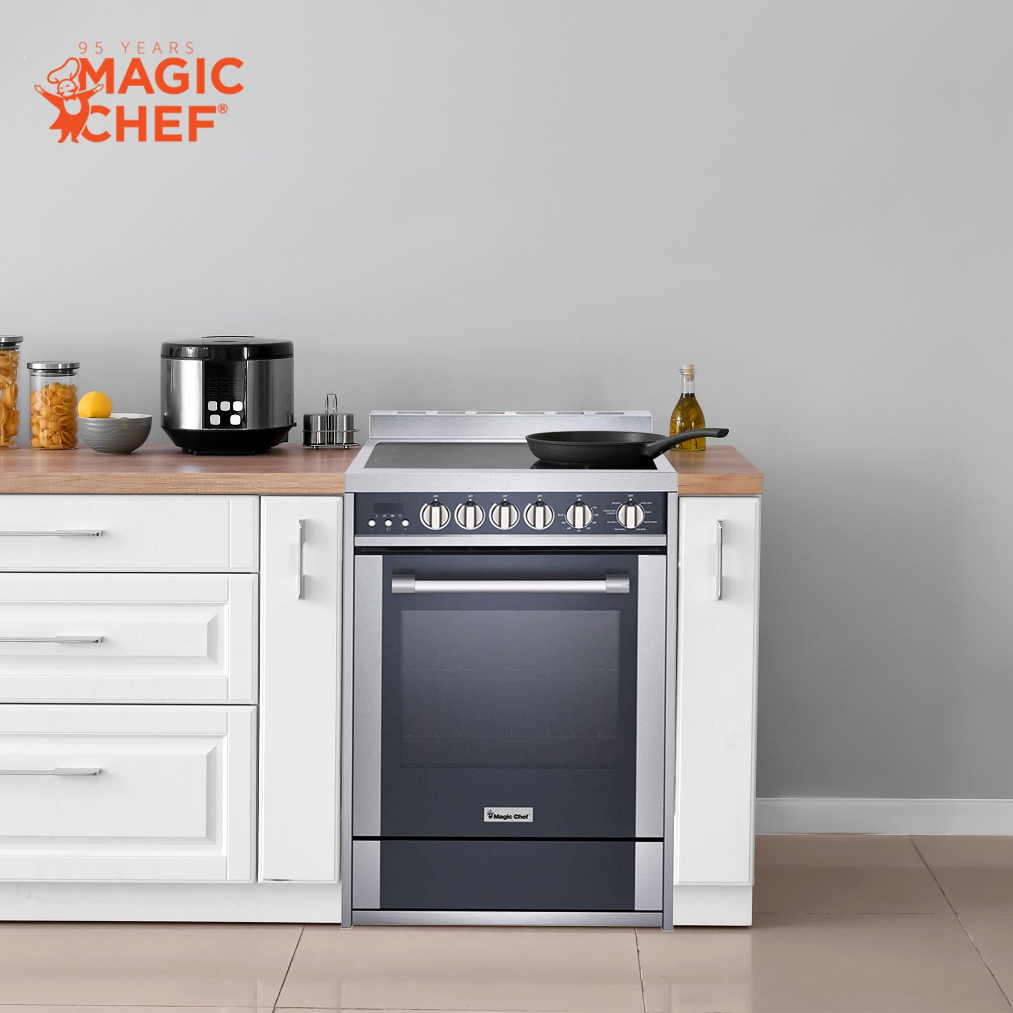 Magic Chef MCSRE24S Stainless Steel Electric Range with Convection and 4 Burners - VMInnovations