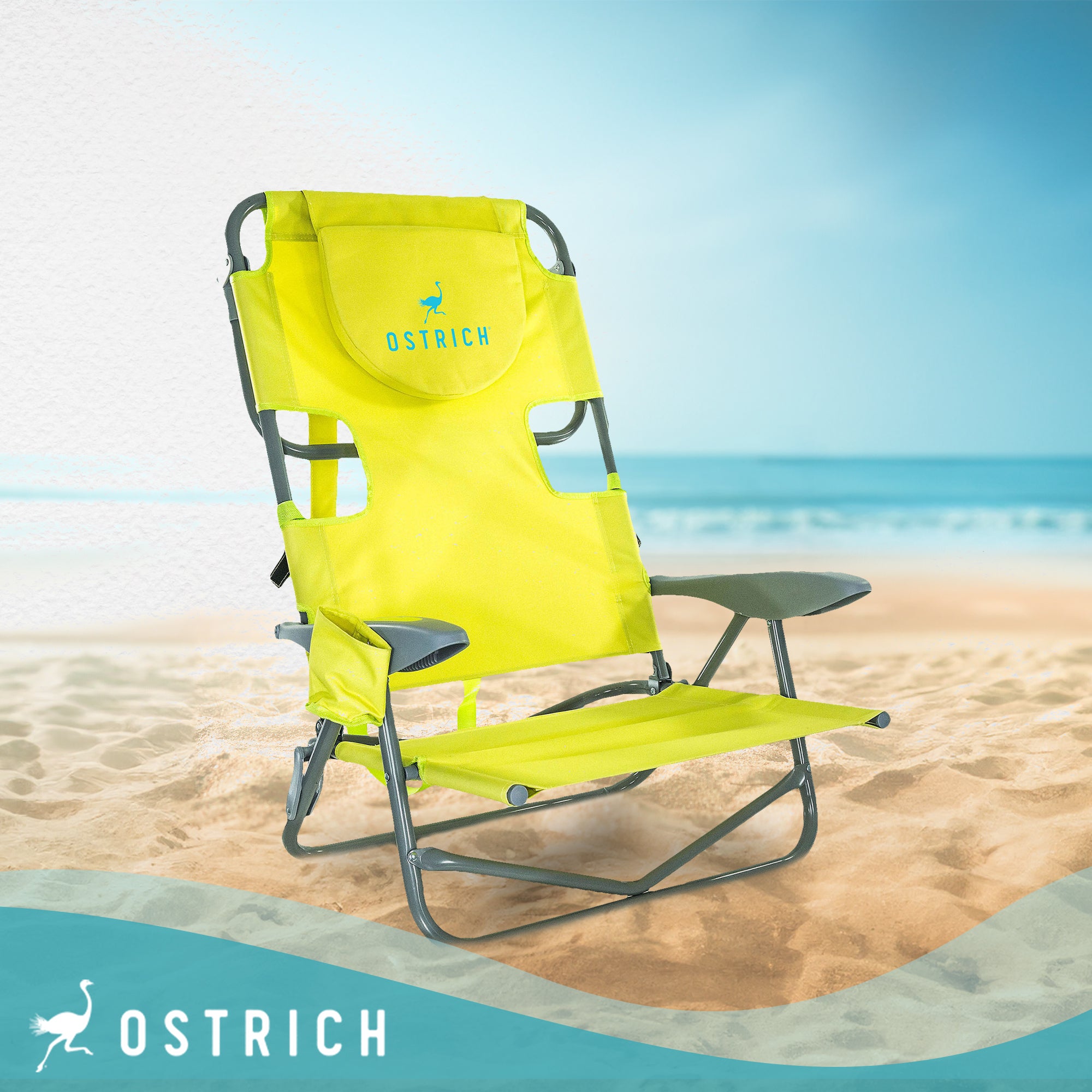 Ostrich On Your Back Lawn Recliner & Deluxe 3in1 Padded Sports Chair, Green