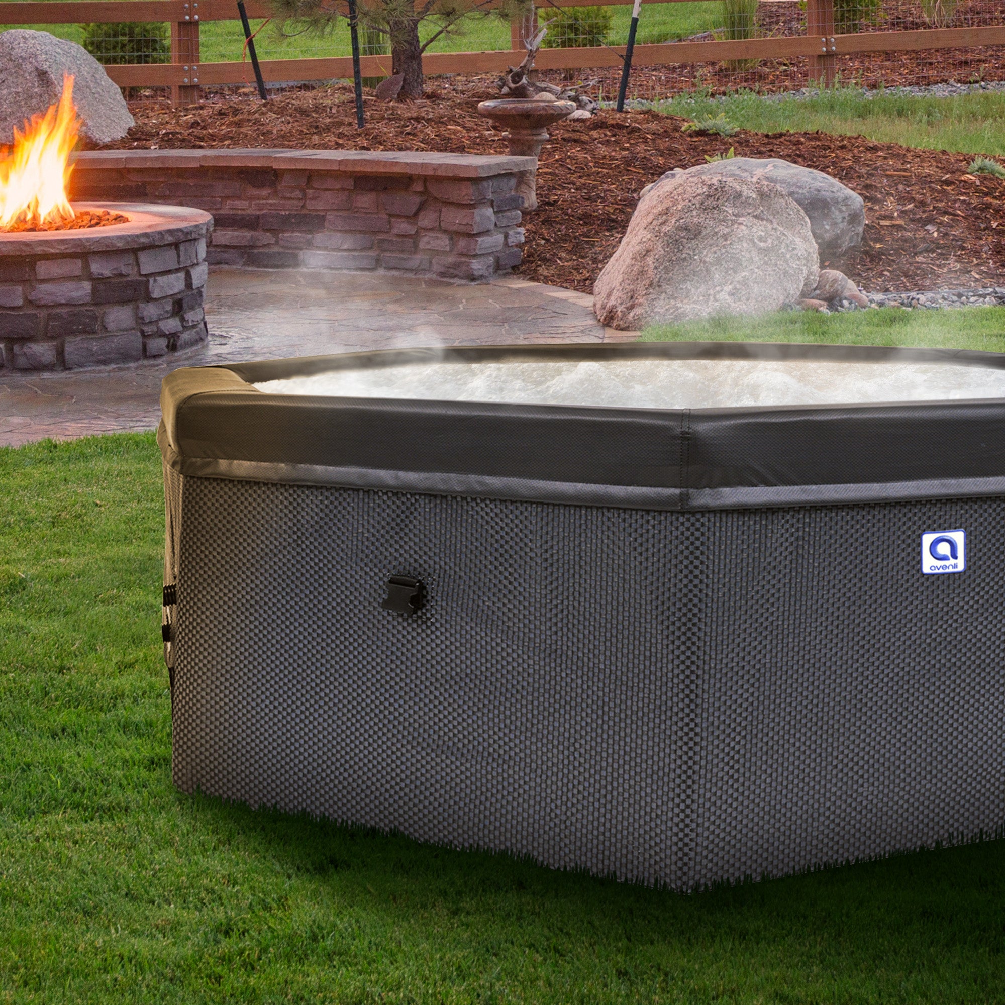 1,200 Liter 65 inch 6 Person Rigid Foam Wall Hot Tub Spa, Black (For Parts) - VMInnovations