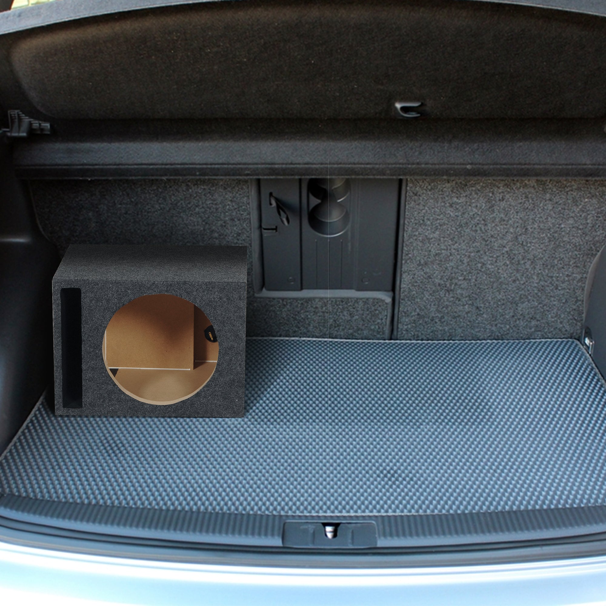 QPower 10" Heavy-Duty Single Vented Subwoofer Enclosure Woofer Box, Gray (Used) - VMInnovations