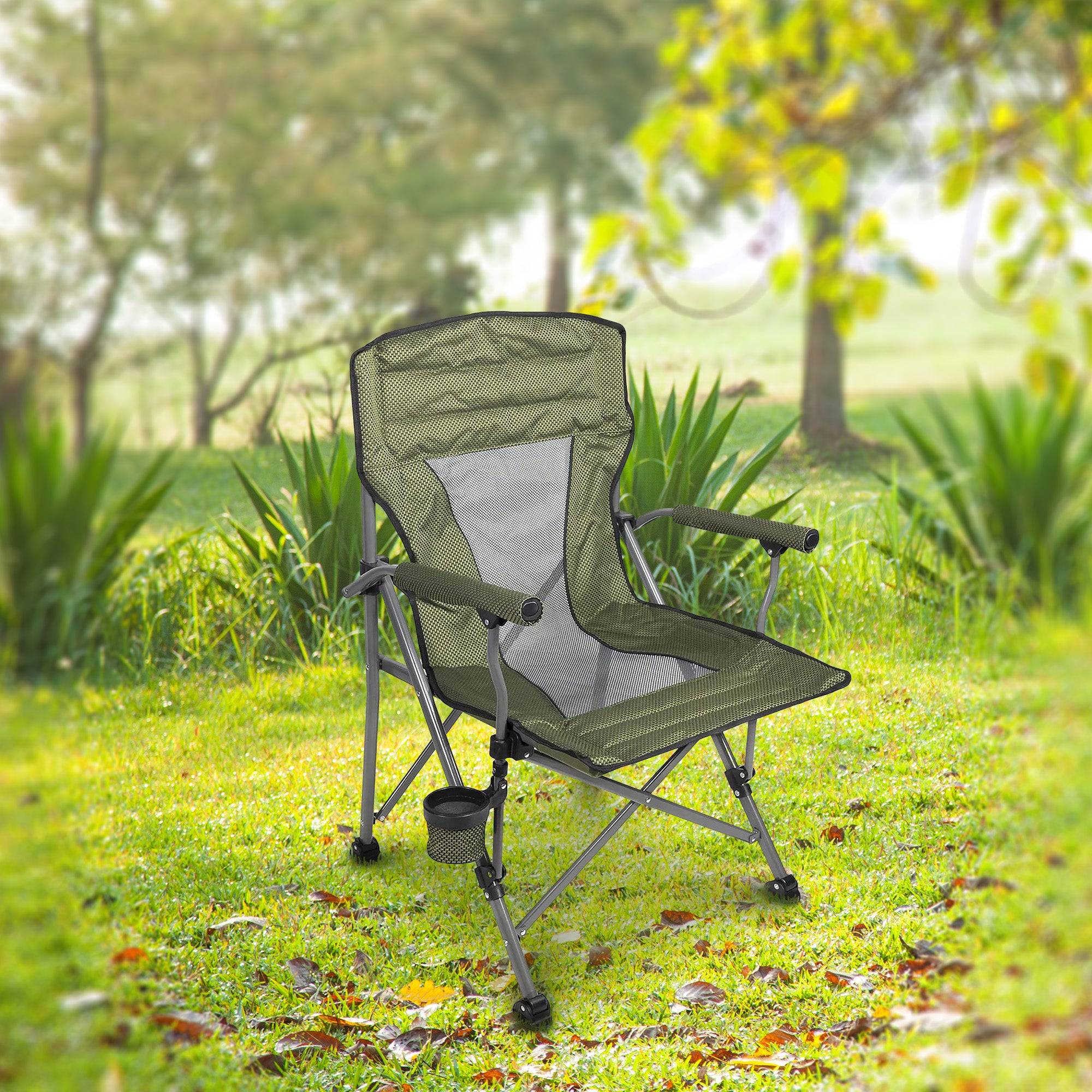 Four Seasons Courtyard Arm Chair with Lumbar Support, Green (4 Pack) (Open Box) - VMInnovations