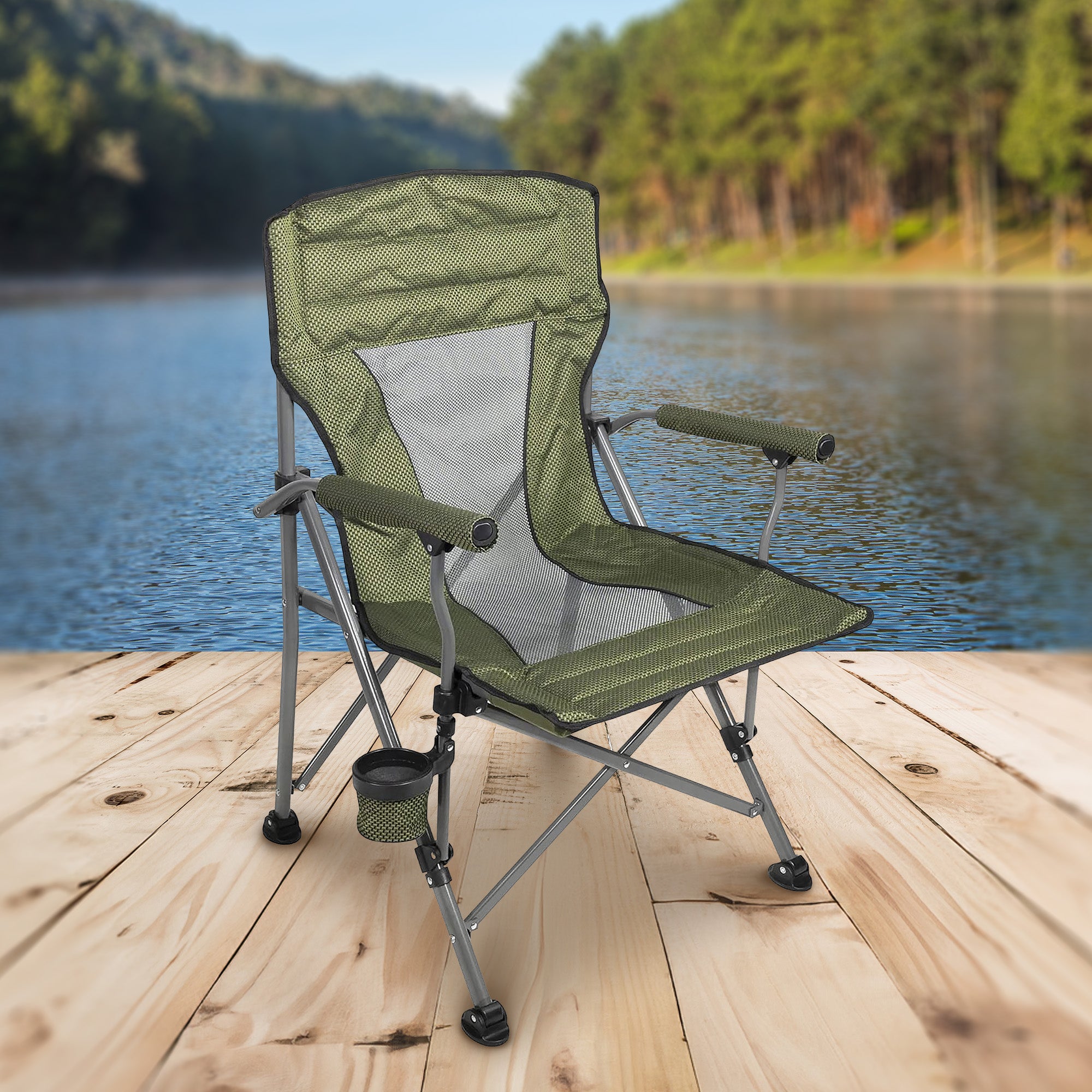 Four Seasons Courtyard Arm Chair with Lumbar Support, Green (4 Pack) (Open Box) - VMInnovations