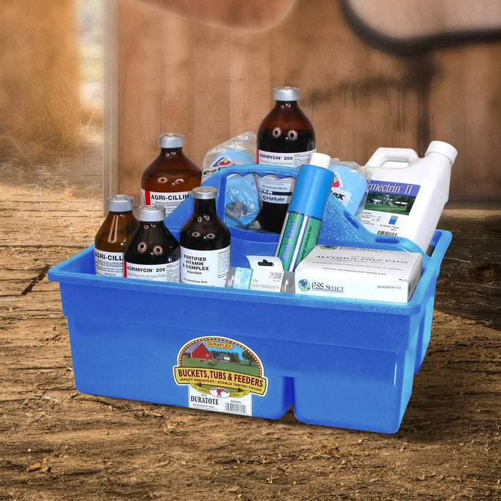 Little Giant DuraTote Plastic Box Organizer w/2 Compartment & Grip Handle, Berry - VMInnovations