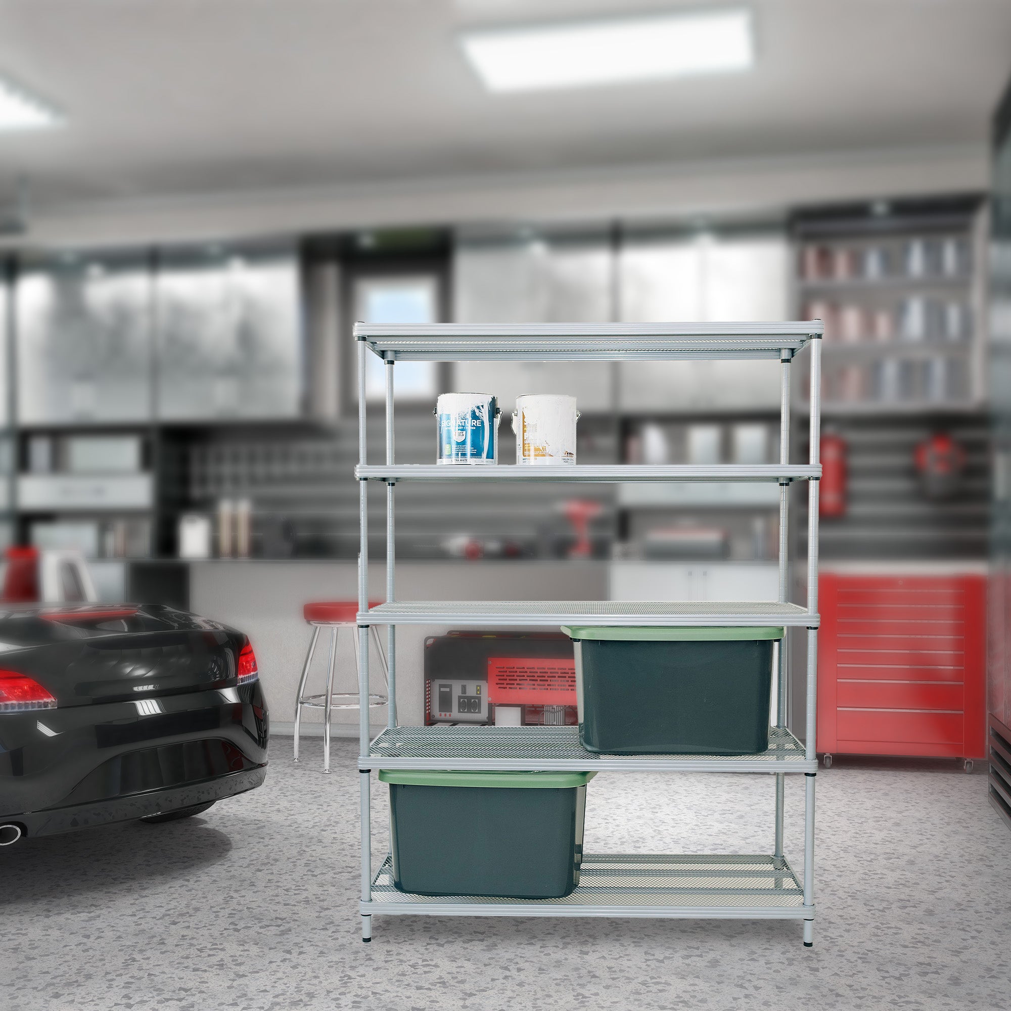 Design Ideas 5 Tier Full-Size Metal Storage Shelving Unit Rack, Silver (Used) - VMInnovations