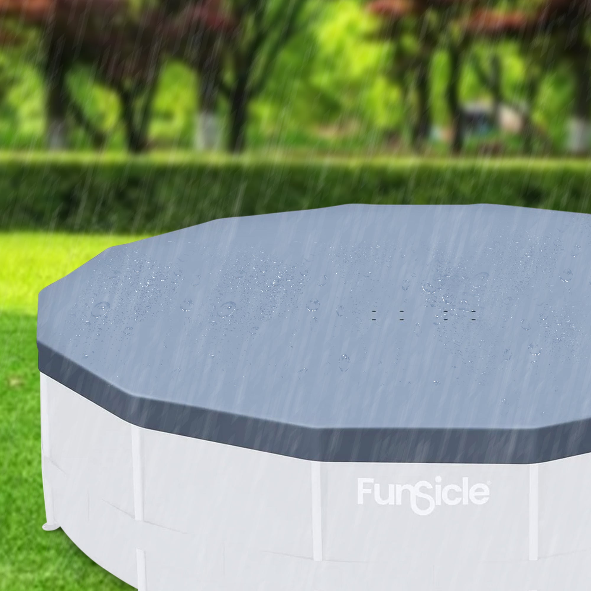 Funsicle 14ft Durable Round Pool Cover for Oasis & Activity Pools,Gray(Open Box) - VMInnovations