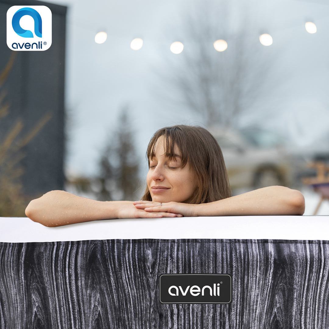 JLeisure Greywood 65 Inch 3 Person Inflatable Round Outdoor Hot Tub Spa, Gray - VMInnovations