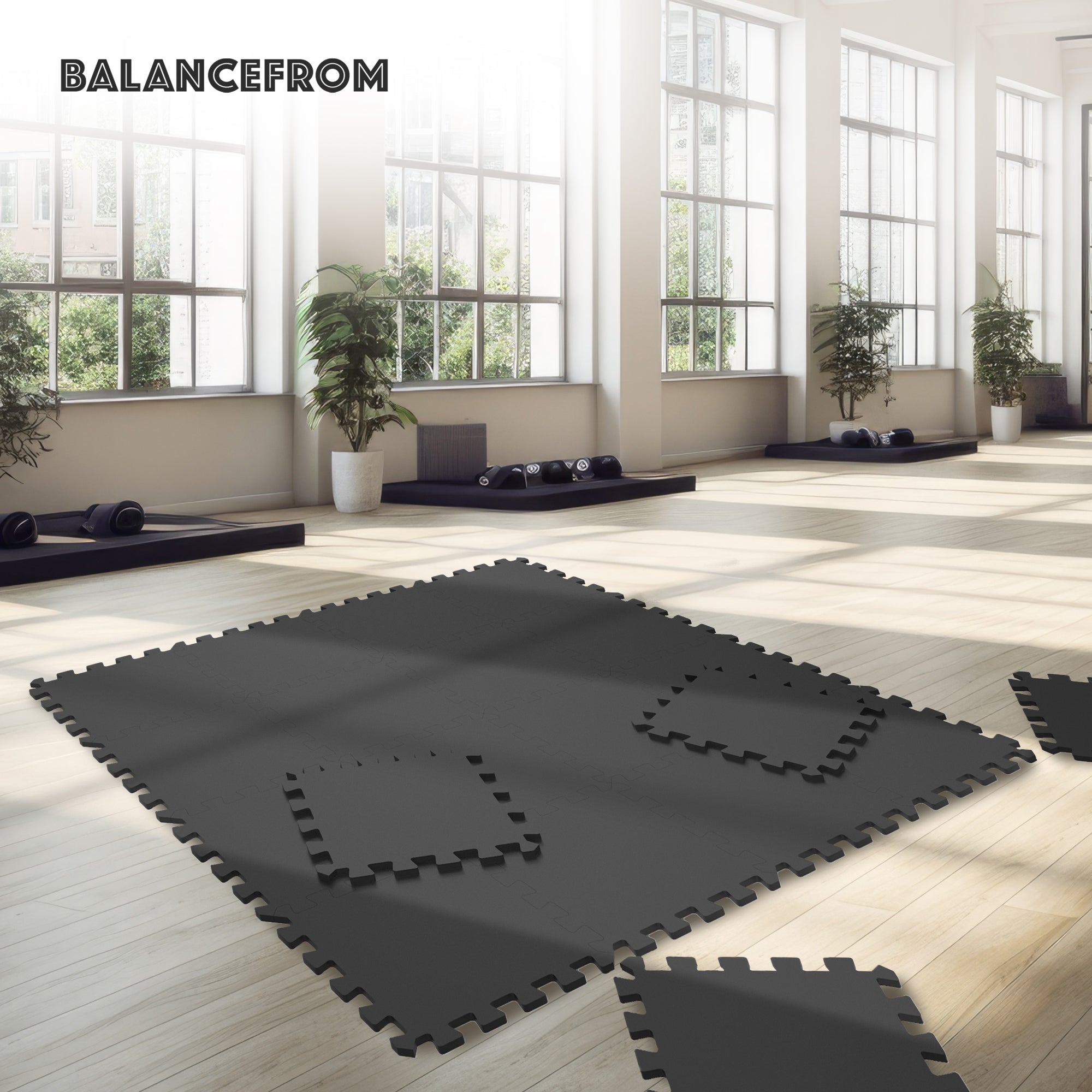 BalanceFrom Fitness 24 Sq Ft Interlocking EVA Foam Exercise Tiles, Black (Used) - VMInnovations